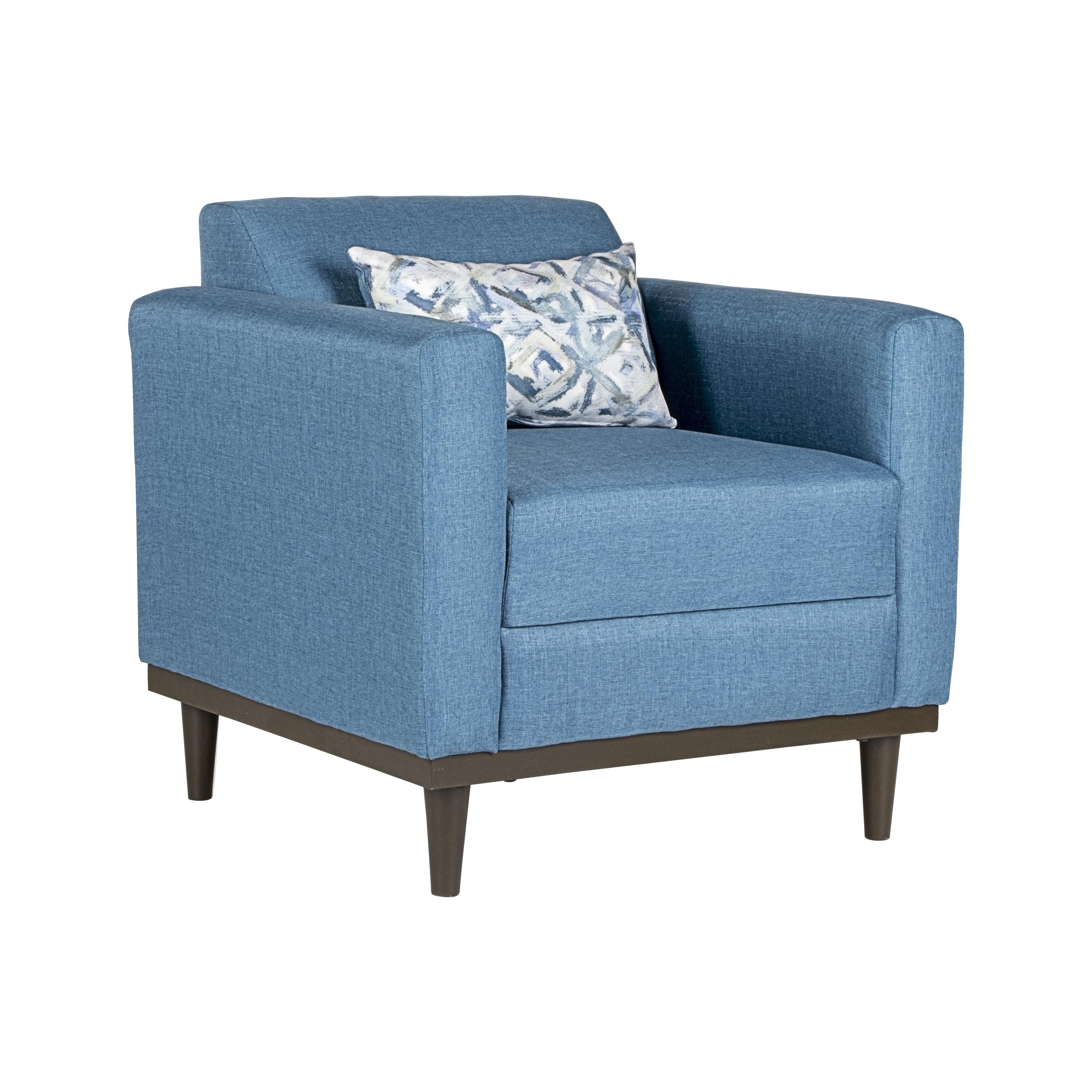 AIDEN CHAIR W/1 THROW PILLOW-BLUE - Ideal Furniture (Fresno,CA)