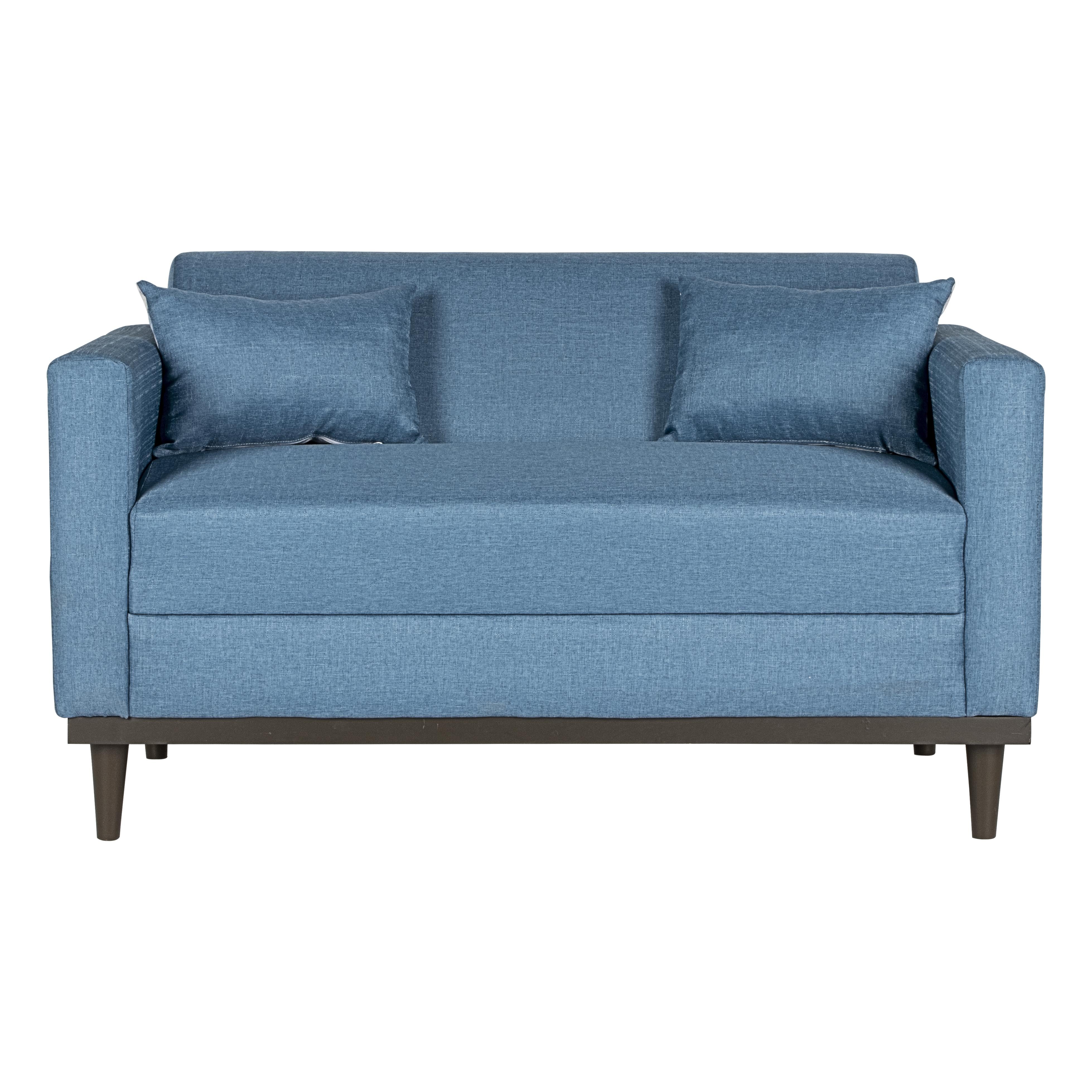 AIDEN LOVESEAT W/2 THROW PILLOWS-BLUE - Ideal Furniture (Fresno,CA)