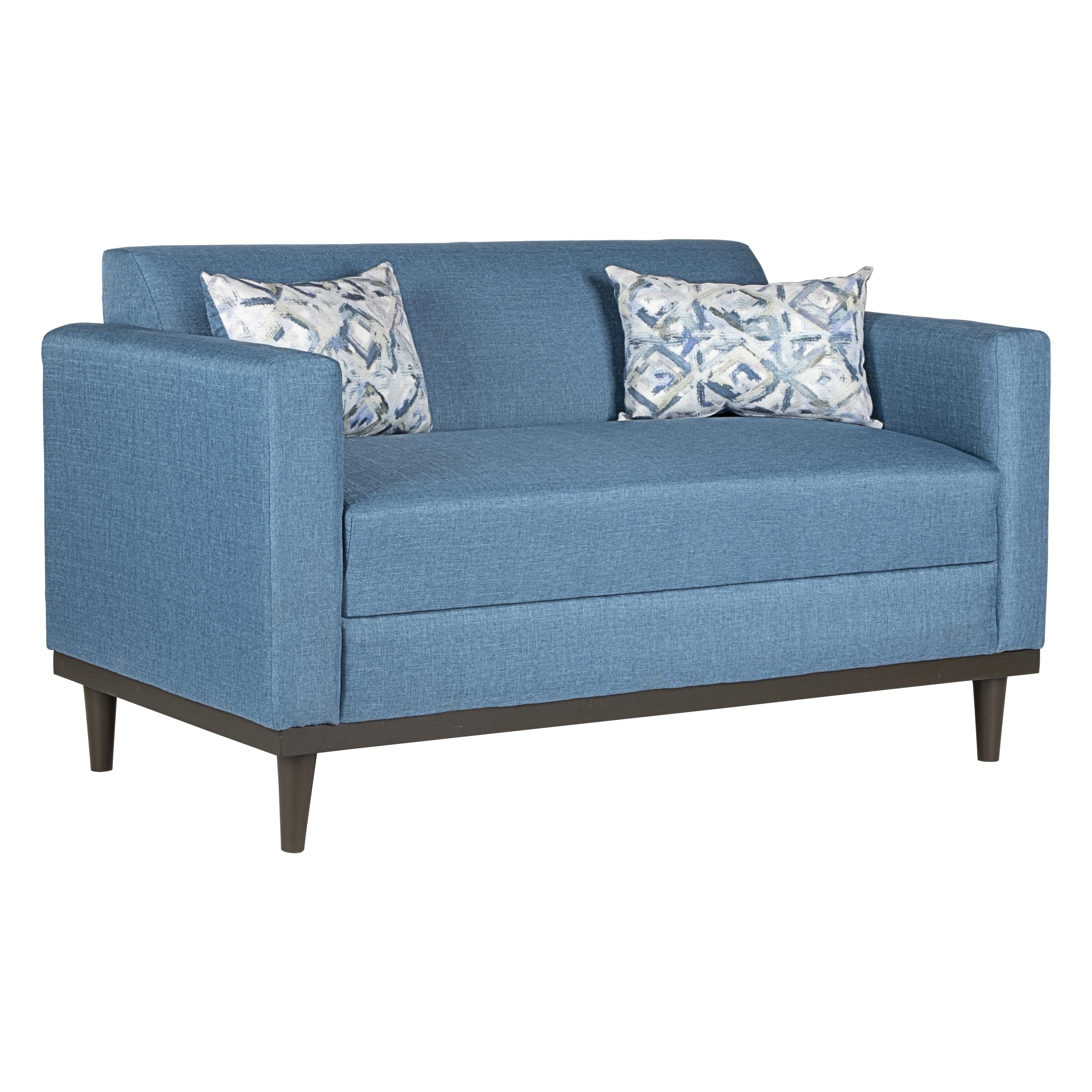 AIDEN LOVESEAT W/2 THROW PILLOWS-BLUE - Ideal Furniture (Fresno,CA)