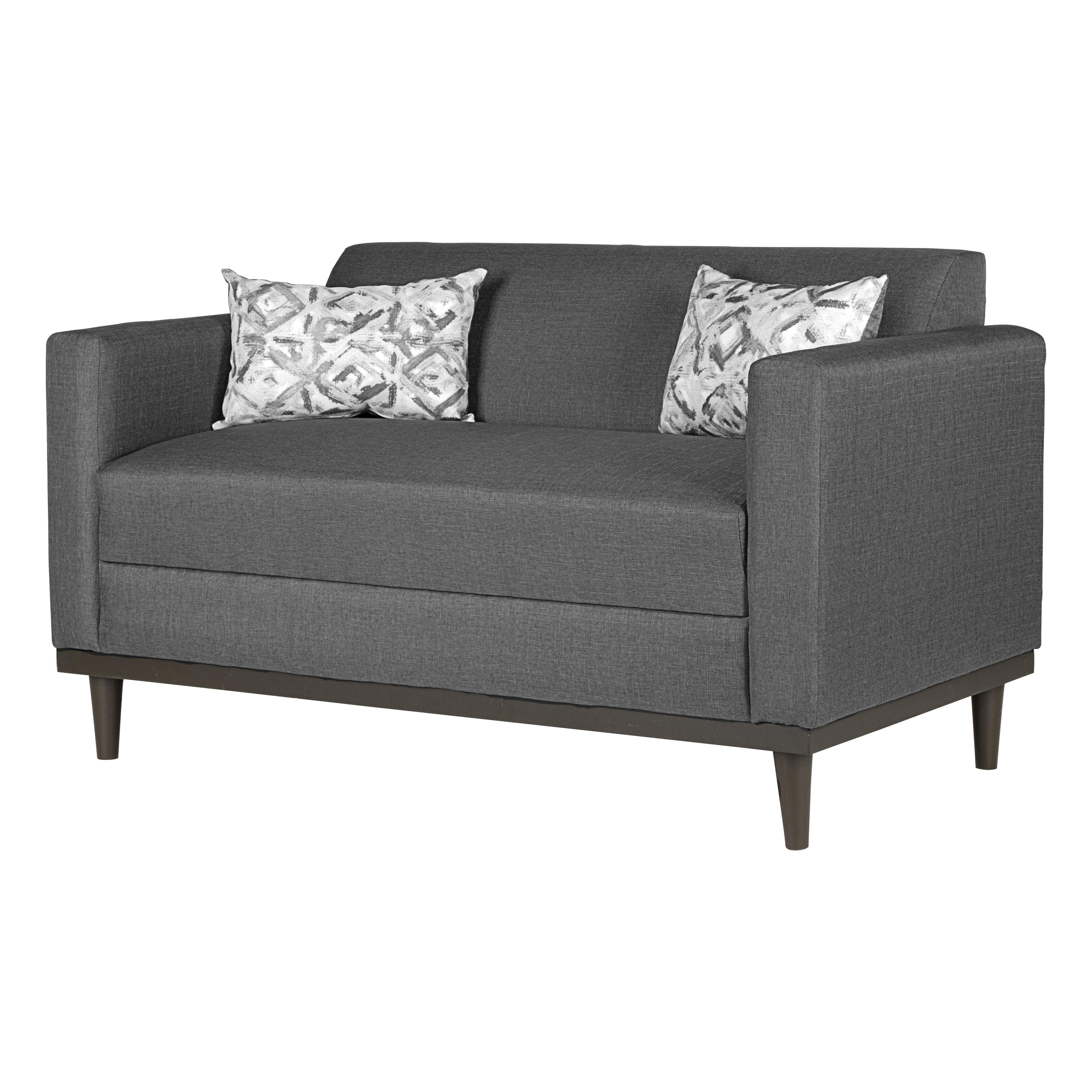 AIDEN LOVESEAT W/2 THROW PILLOWS-SILVER GRAY - Ideal Furniture (Fresno,CA)