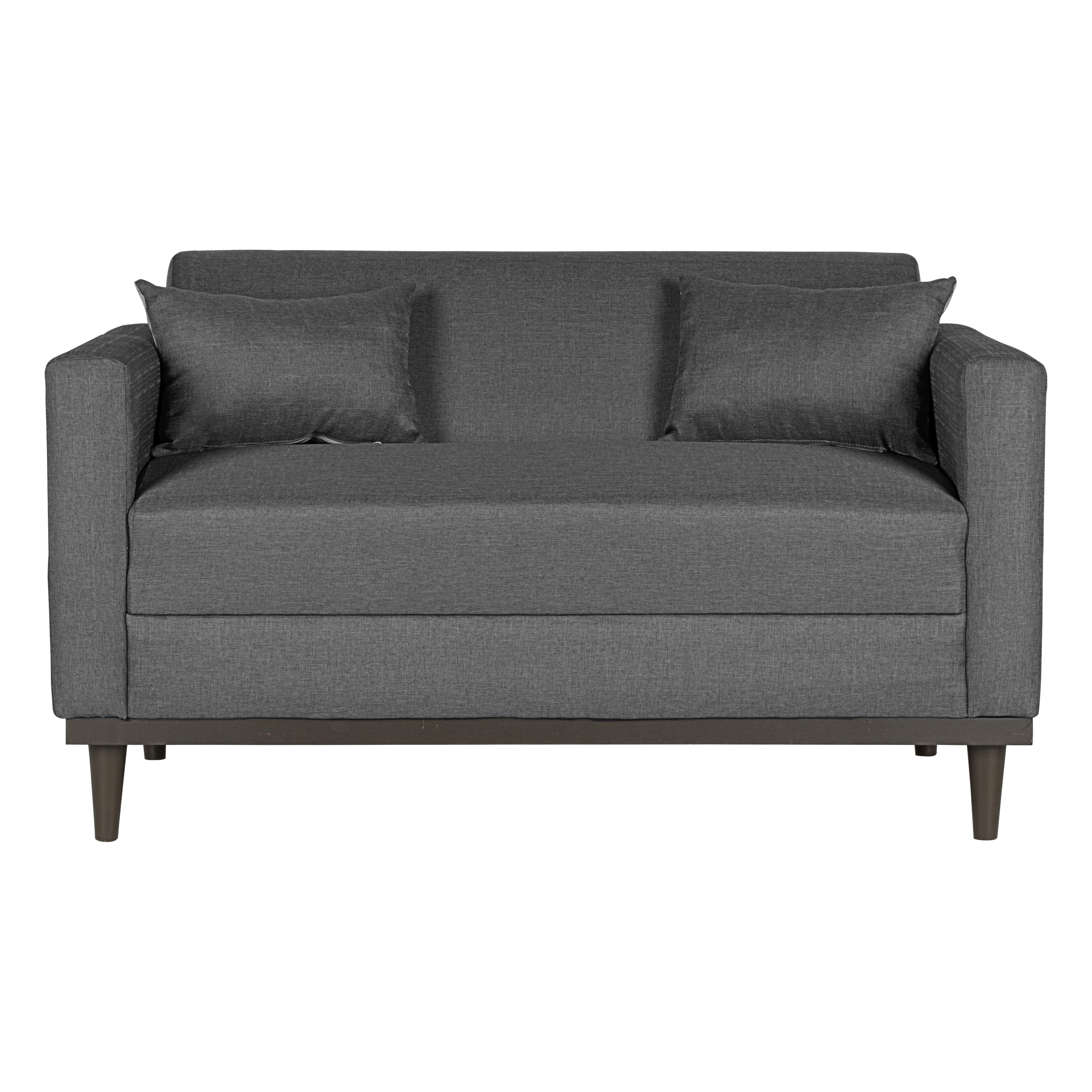 AIDEN LOVESEAT W/2 THROW PILLOWS-SILVER GRAY