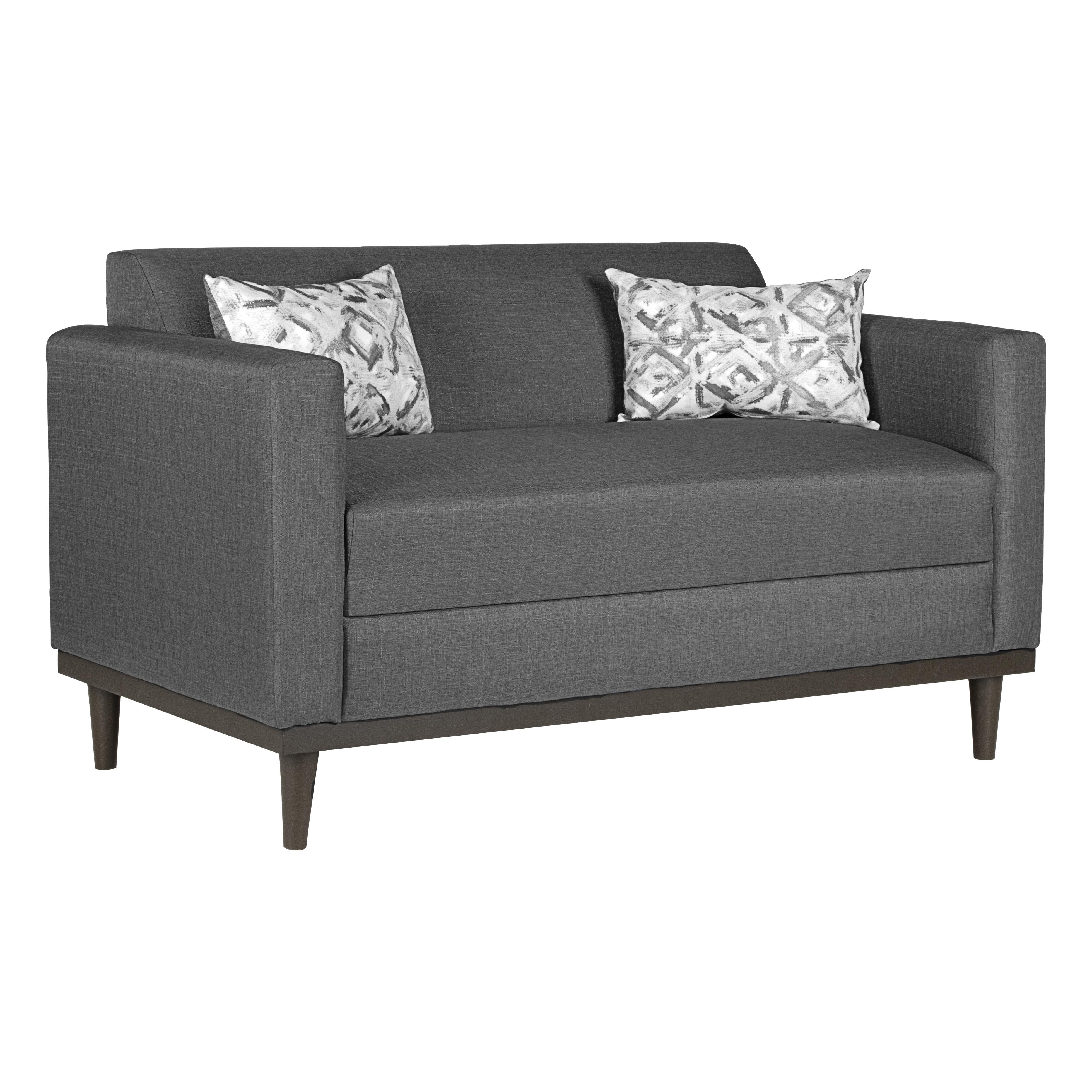 AIDEN LOVESEAT W/2 THROW PILLOWS-SILVER GRAY - Ideal Furniture (Fresno,CA)