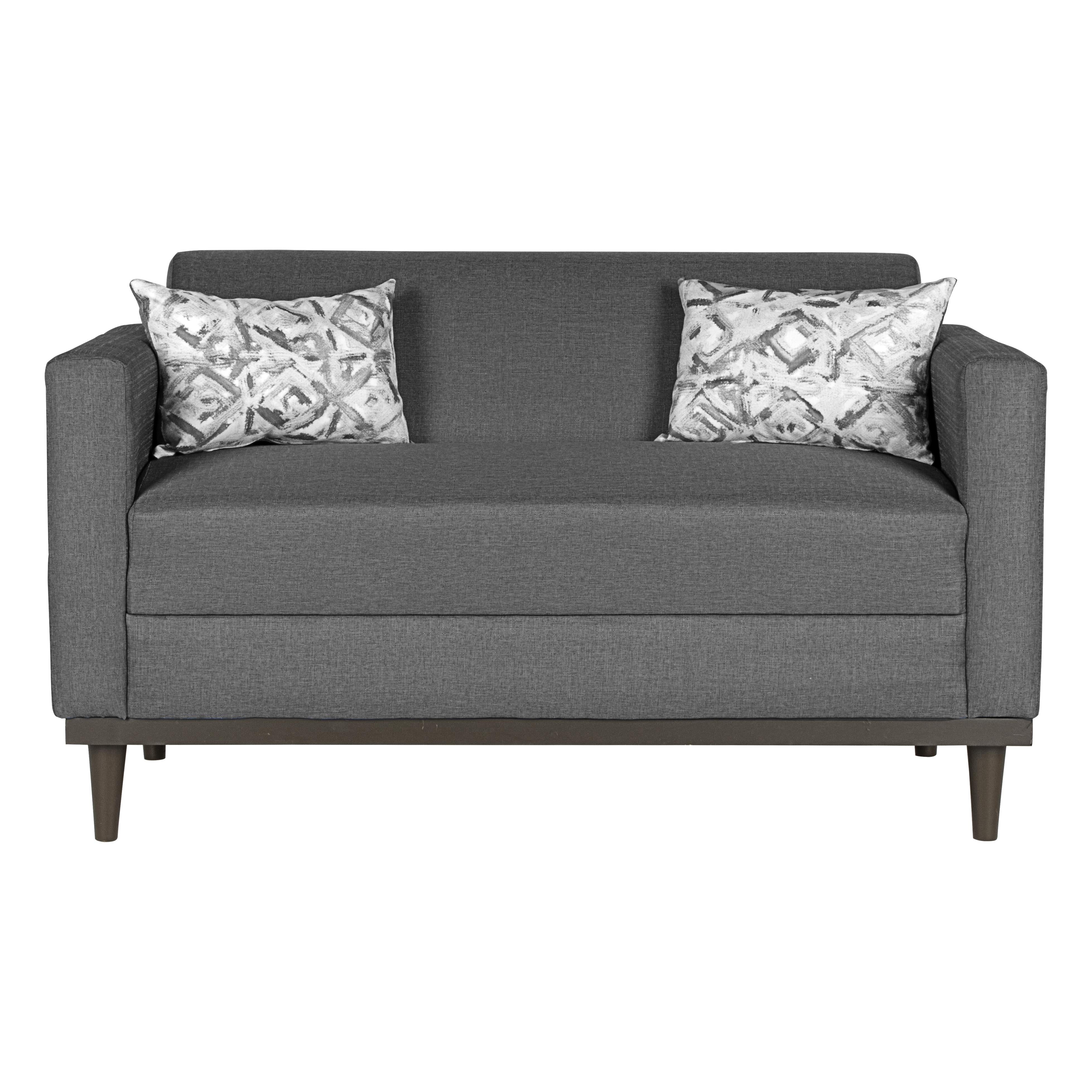AIDEN LOVESEAT W/2 THROW PILLOWS-SILVER GRAY - Ideal Furniture (Fresno,CA)