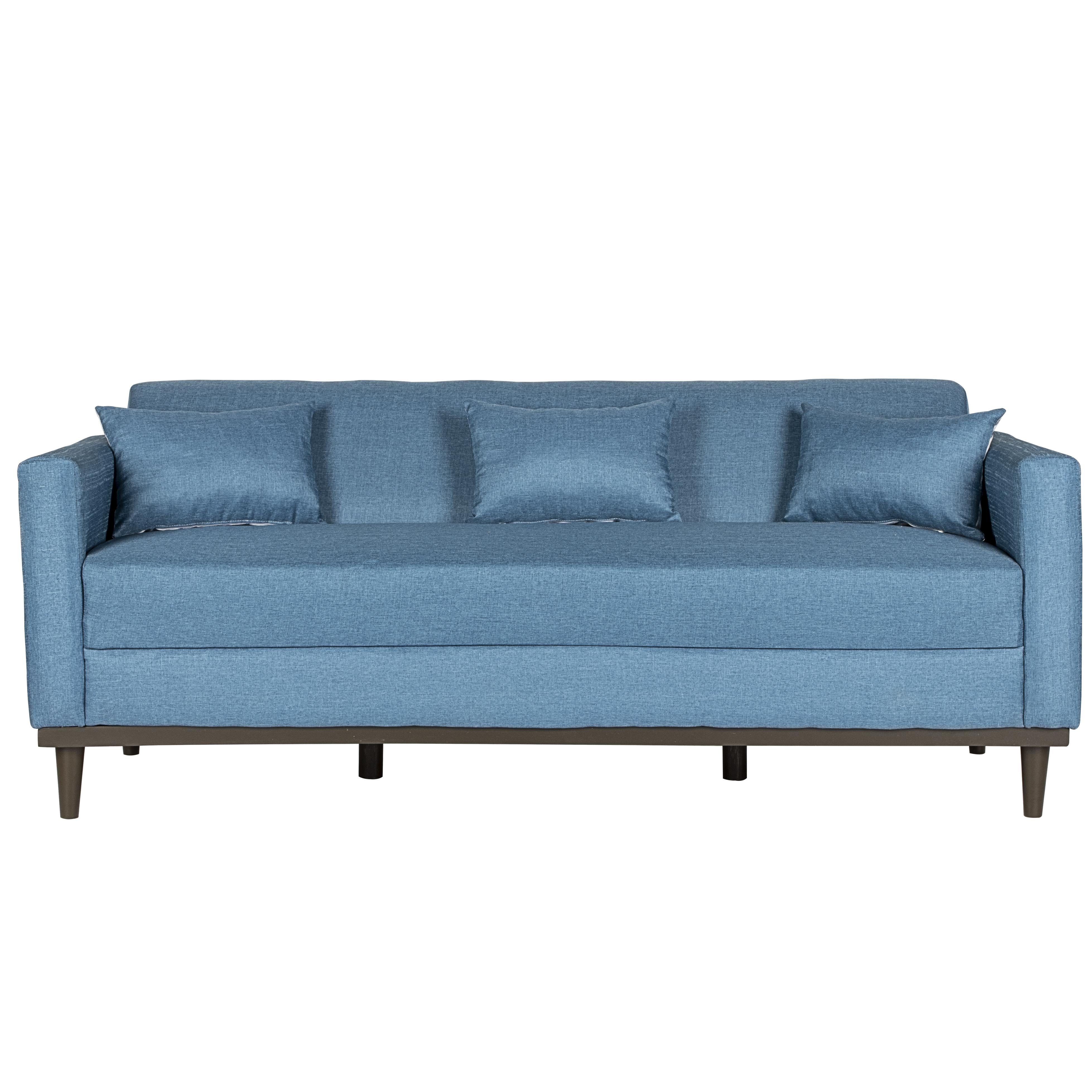 AIDEN SOFA W/3 THROW PILLOWS-BLUE - Ideal Furniture (Fresno,CA)