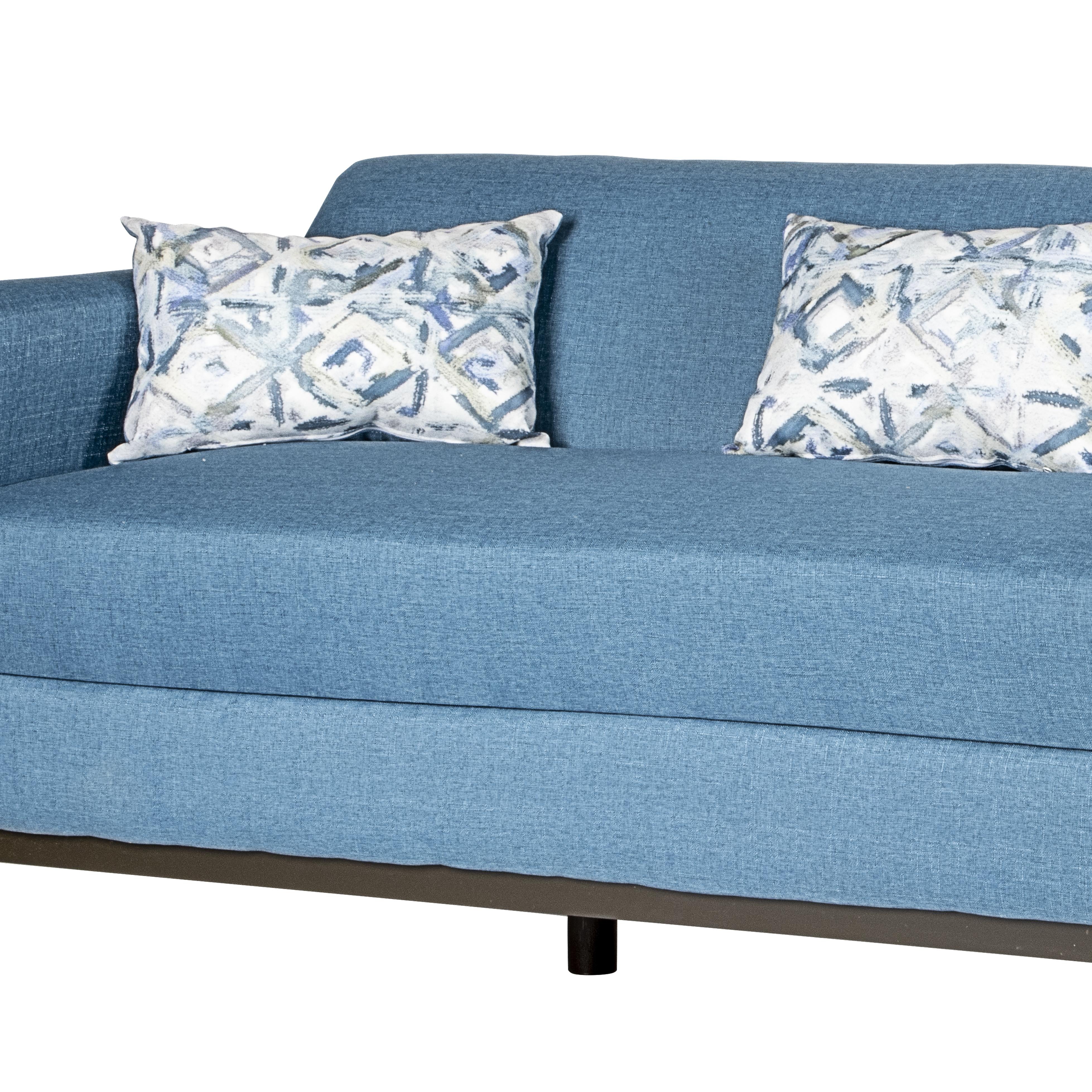 AIDEN SOFA W/3 THROW PILLOWS-BLUE - Ideal Furniture (Fresno,CA)