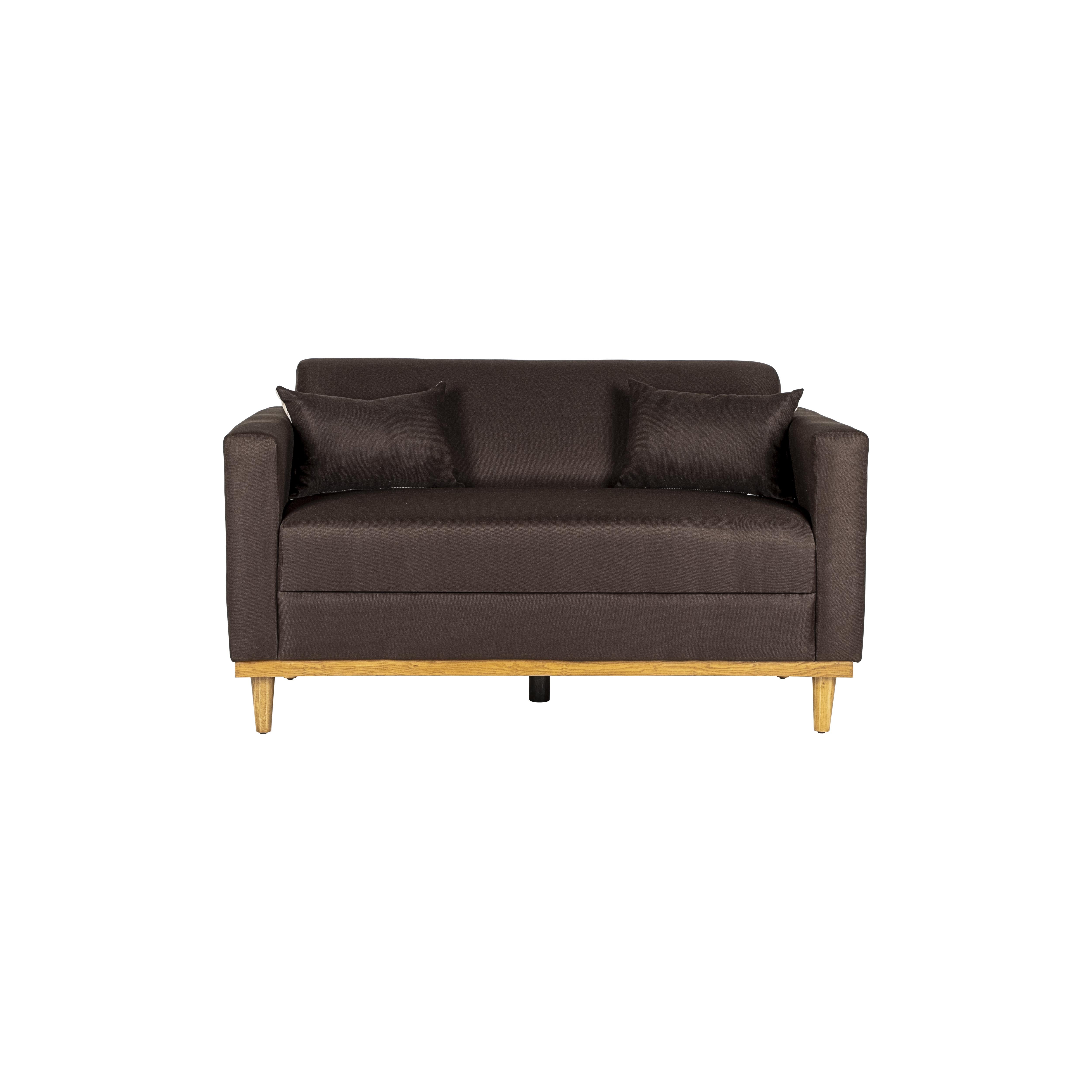 AIDEN LOVESEAT W/2 THROW PILLOWS-CHOCOLATE - Ideal Furniture (Fresno,CA)
