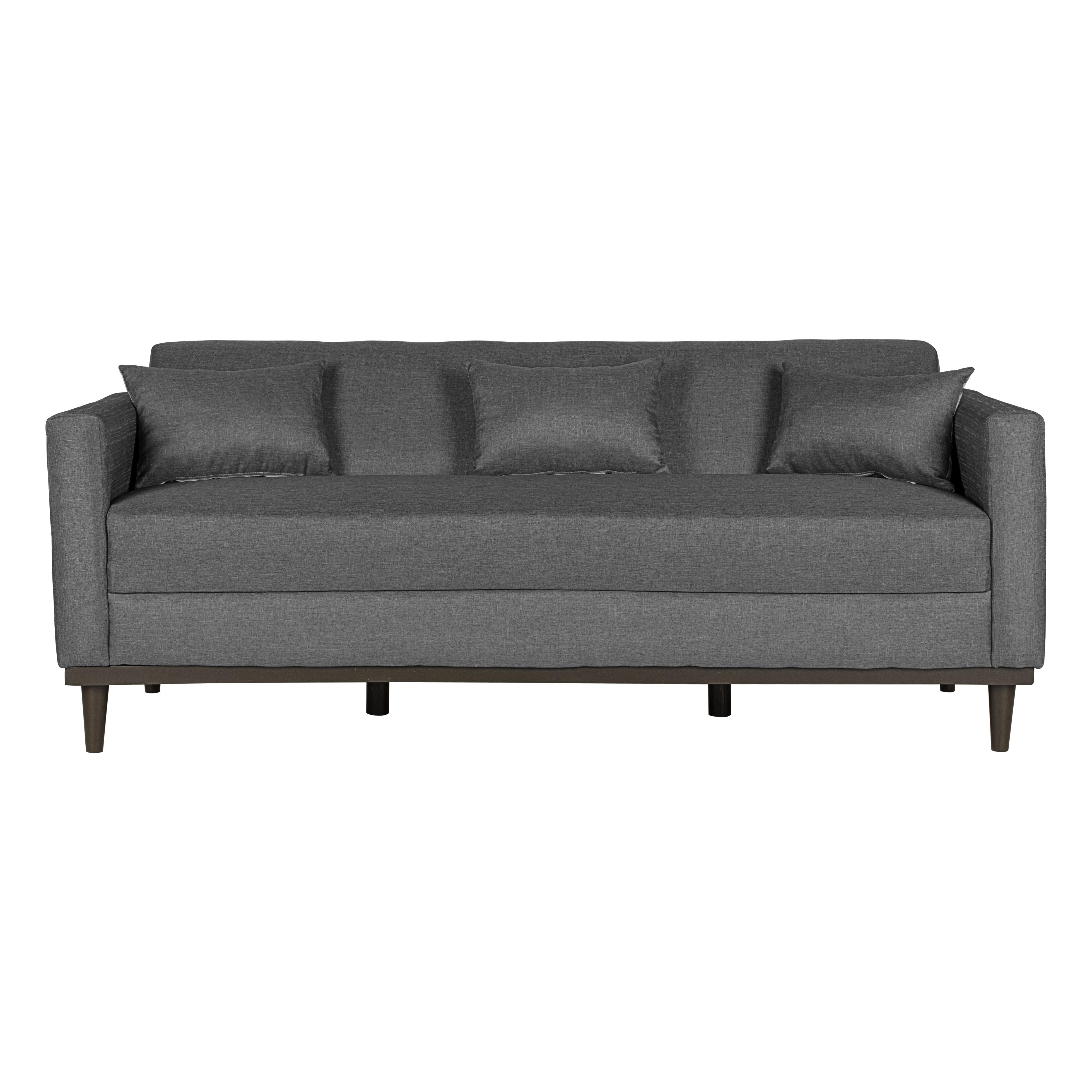 AIDEN SOFA W/3 THROW PILLOWS-SILVER GRAY - Ideal Furniture (Fresno,CA)
