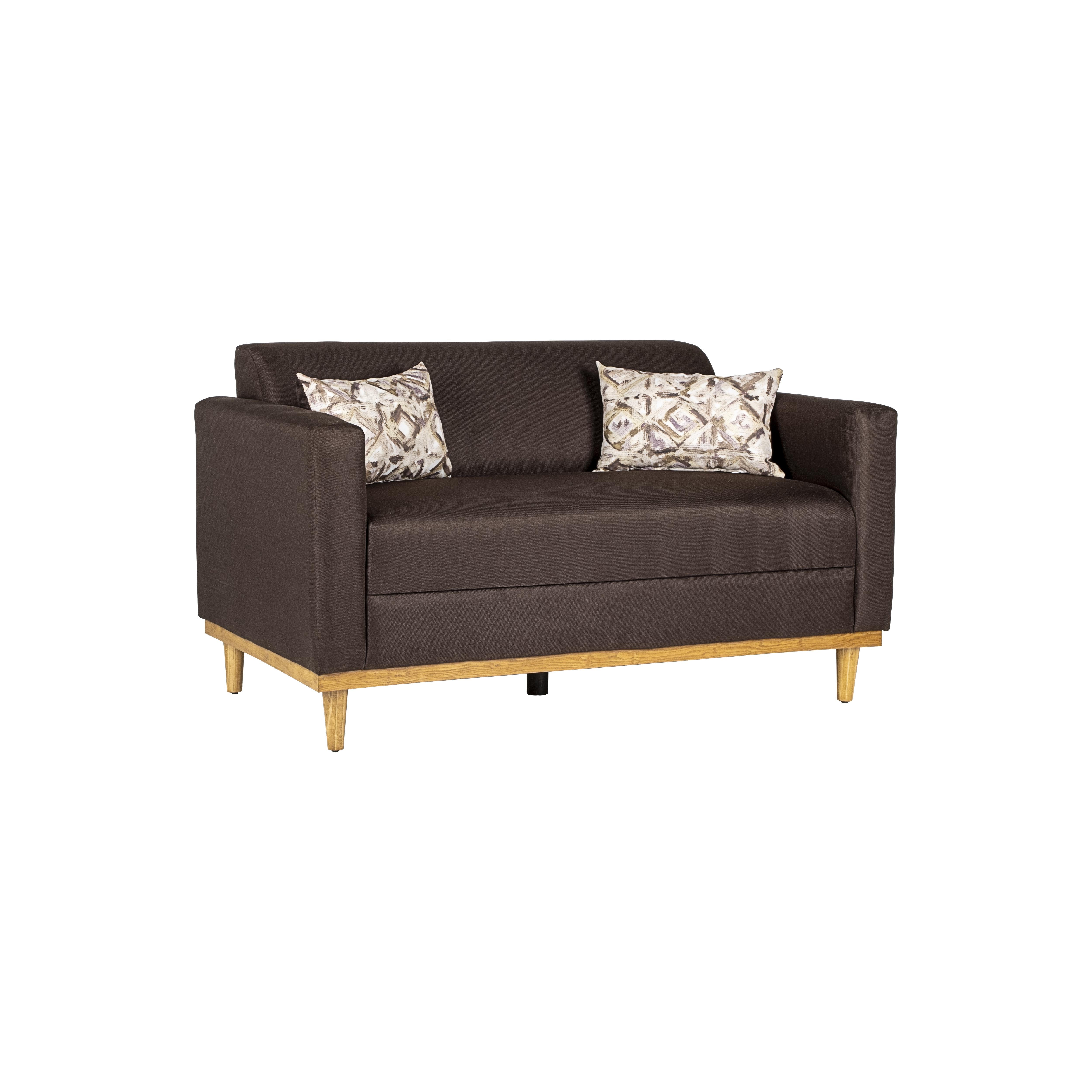 AIDEN LOVESEAT W/2 THROW PILLOWS-CHOCOLATE - Ideal Furniture (Fresno,CA)