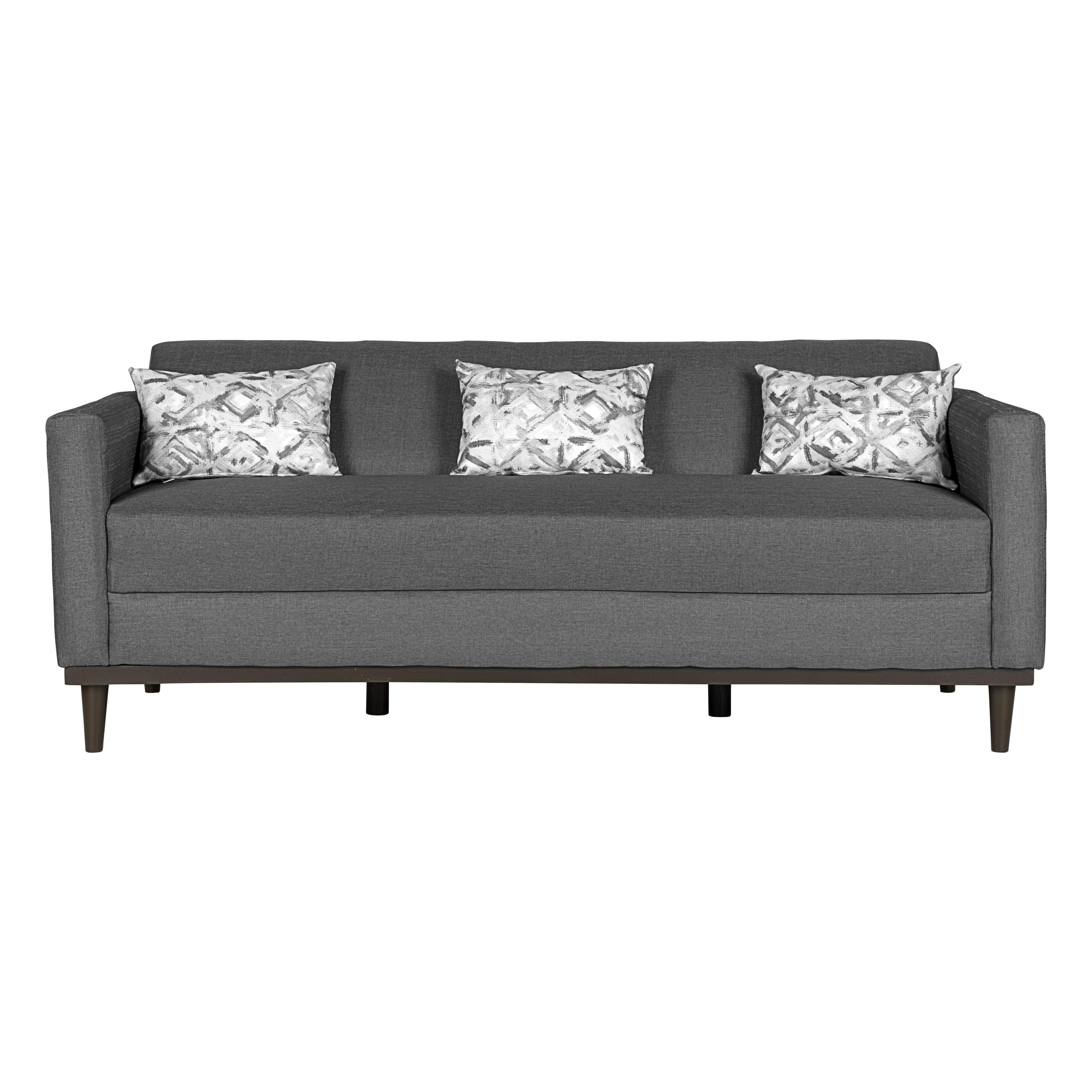 AIDEN SOFA W/3 THROW PILLOWS-SILVER GRAY - Ideal Furniture (Fresno,CA)