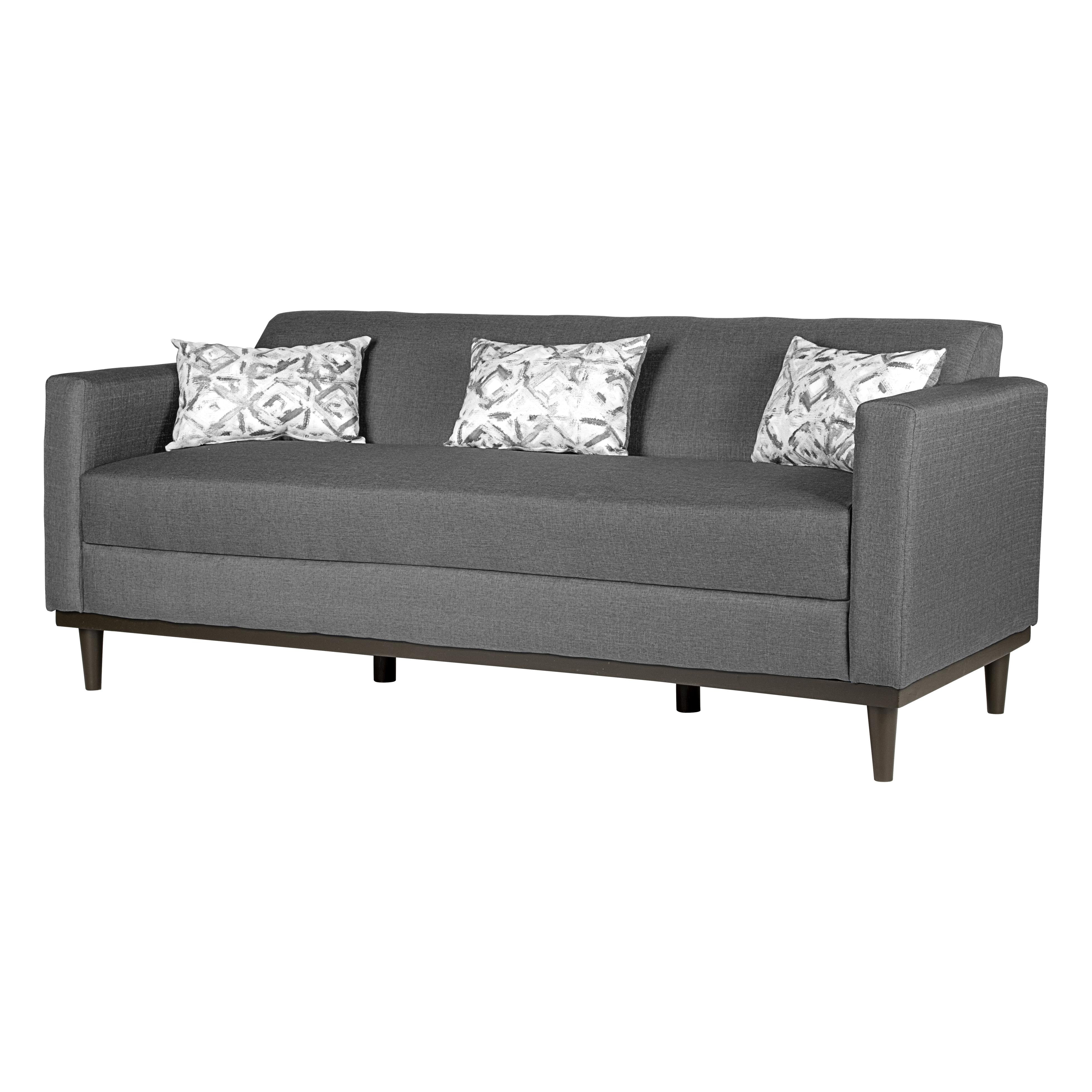 AIDEN SOFA W/3 THROW PILLOWS-SILVER GRAY - Ideal Furniture (Fresno,CA)