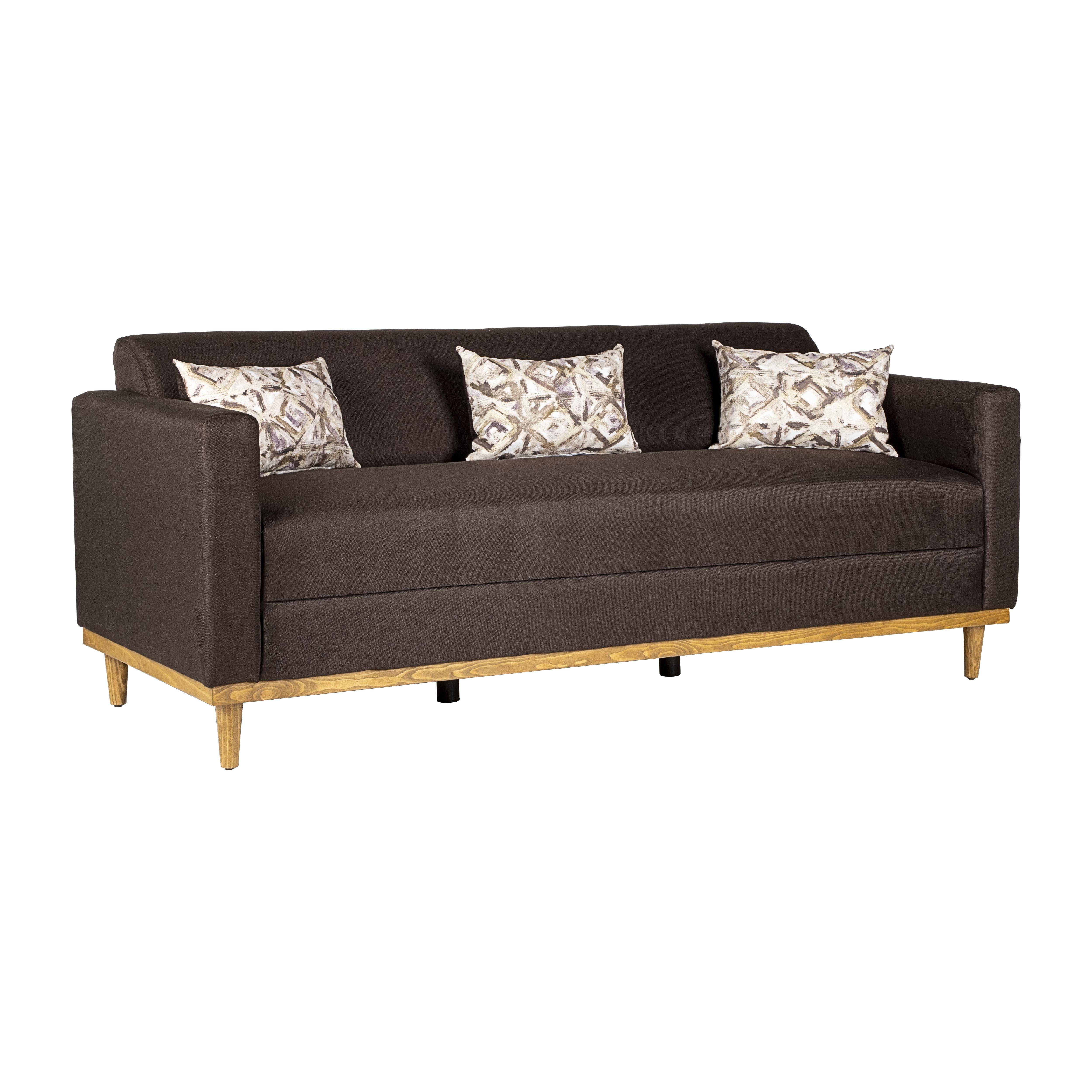 AIDEN SOFA W/3 THROW PILLOWS-CHOCOLATE - Ideal Furniture (Fresno,CA)