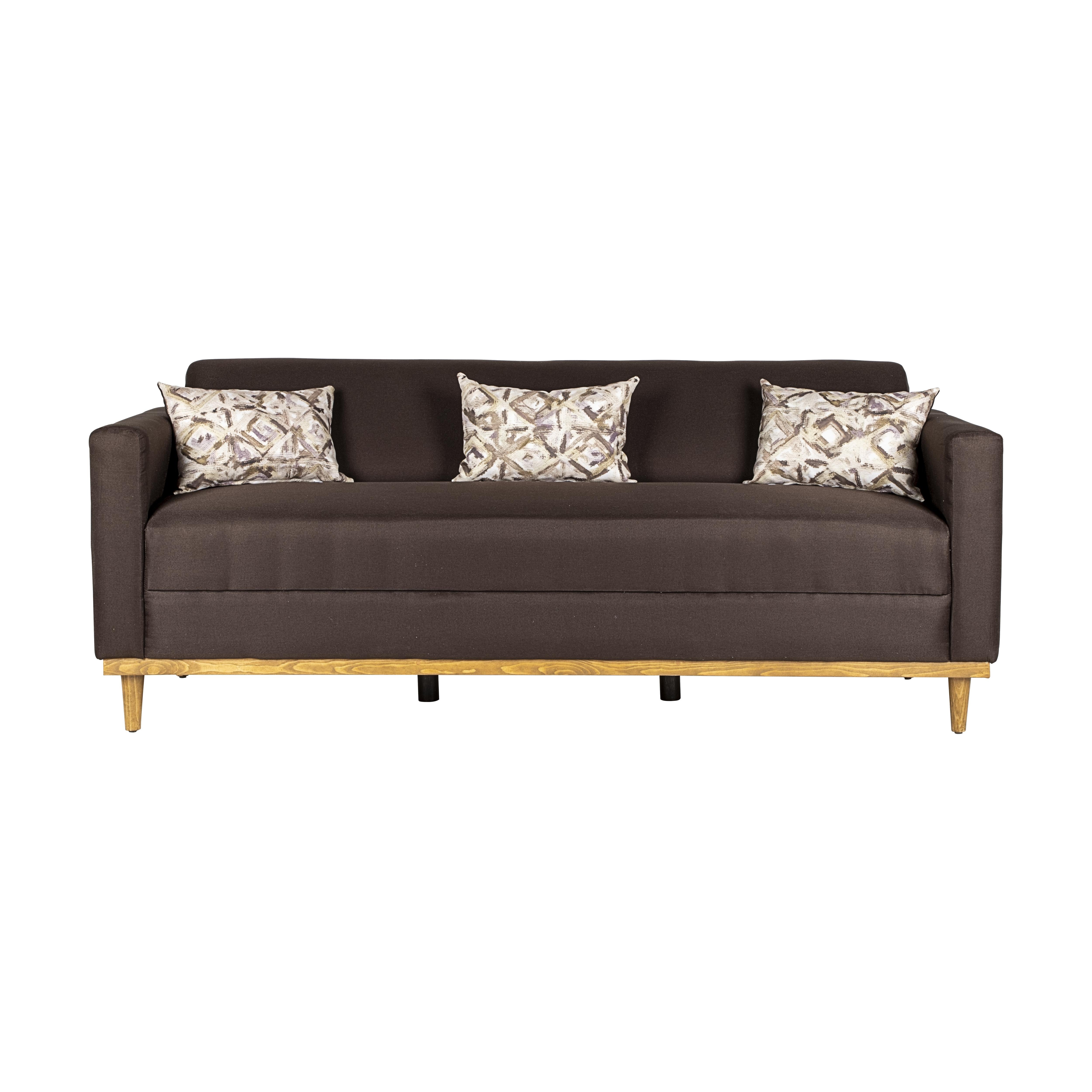 AIDEN SOFA W/3 THROW PILLOWS-CHOCOLATE
