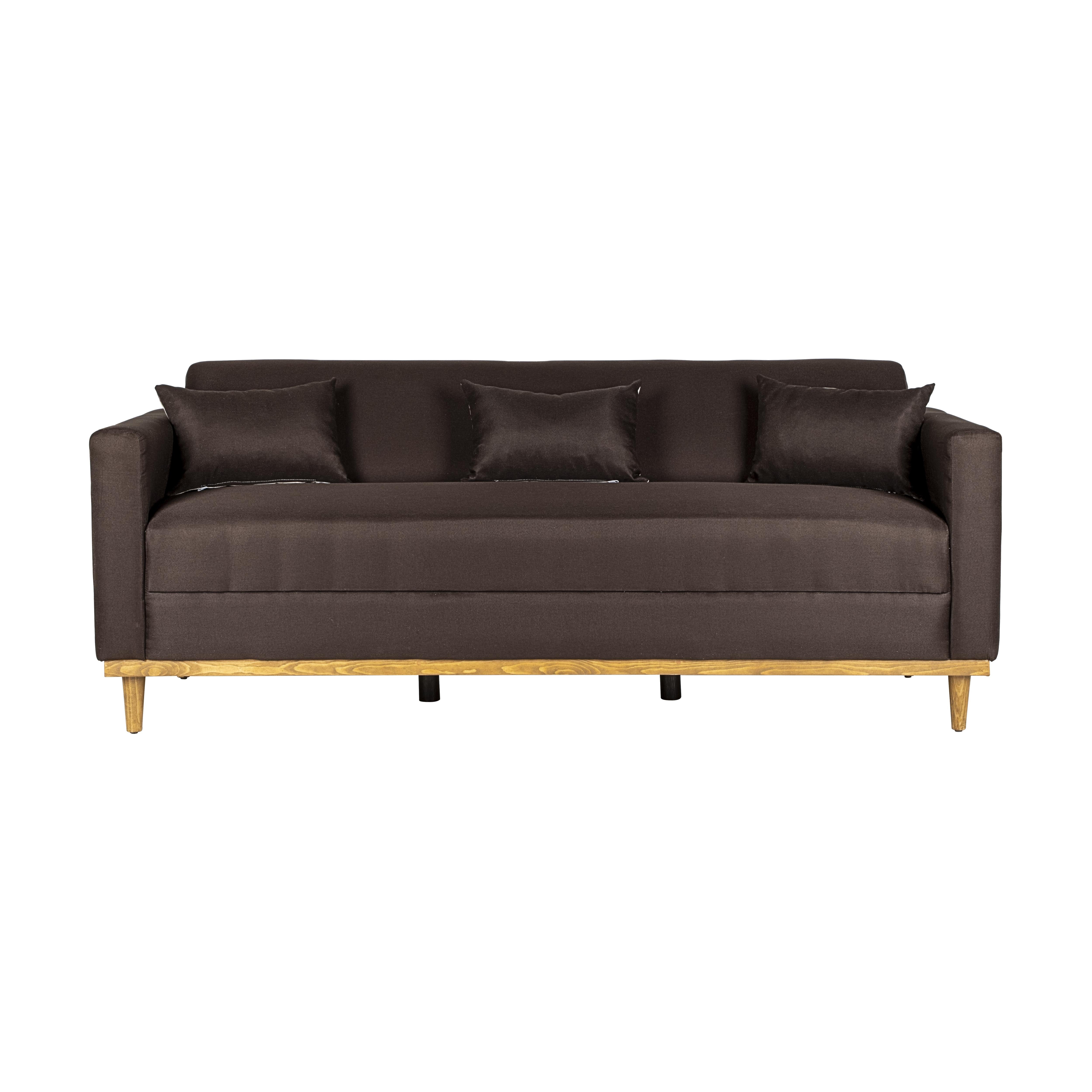 AIDEN SOFA W/3 THROW PILLOWS-CHOCOLATE - Ideal Furniture (Fresno,CA)