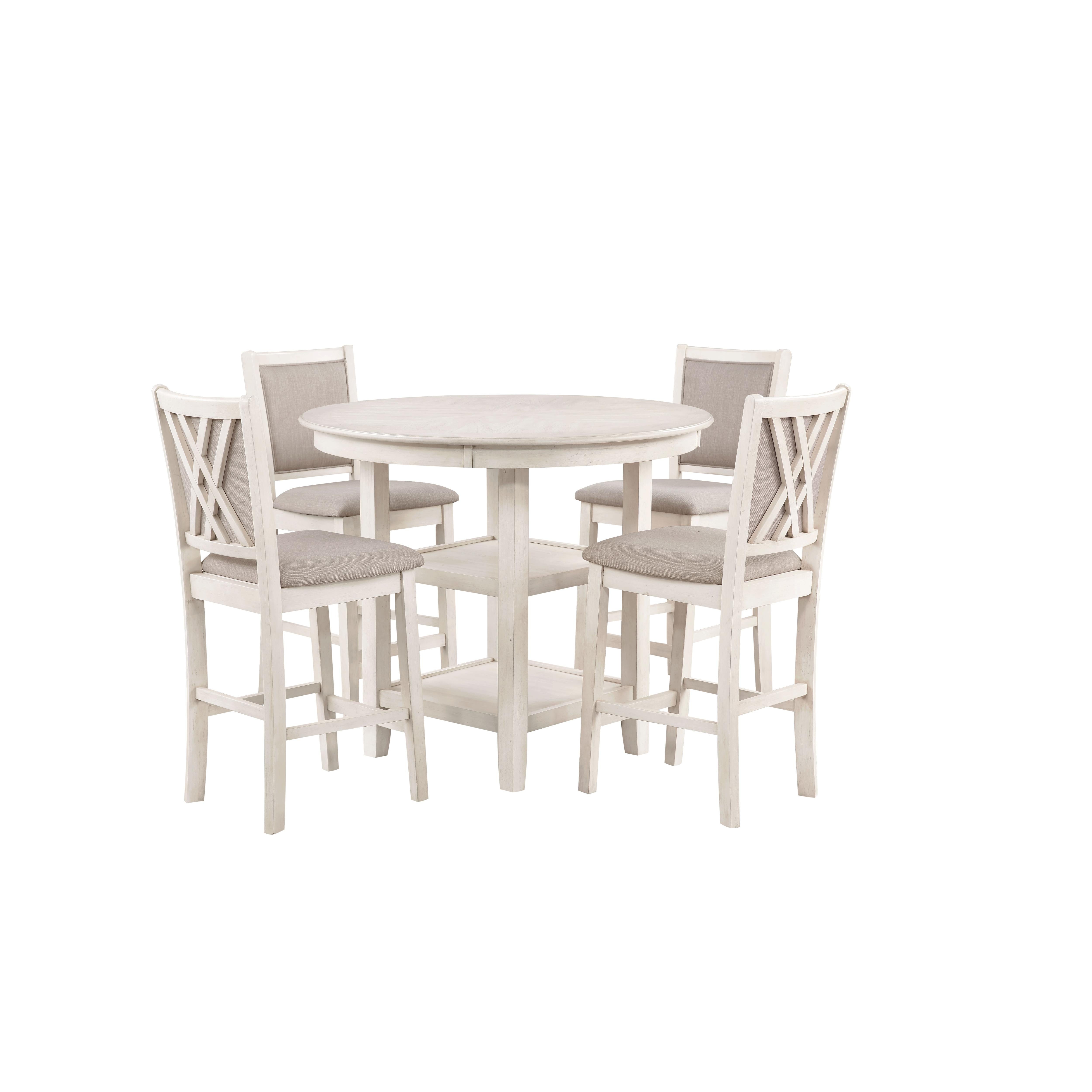 AMY 5 PC COUNTER TABLE SET-BISQUE - Ideal Furniture (Fresno,CA)