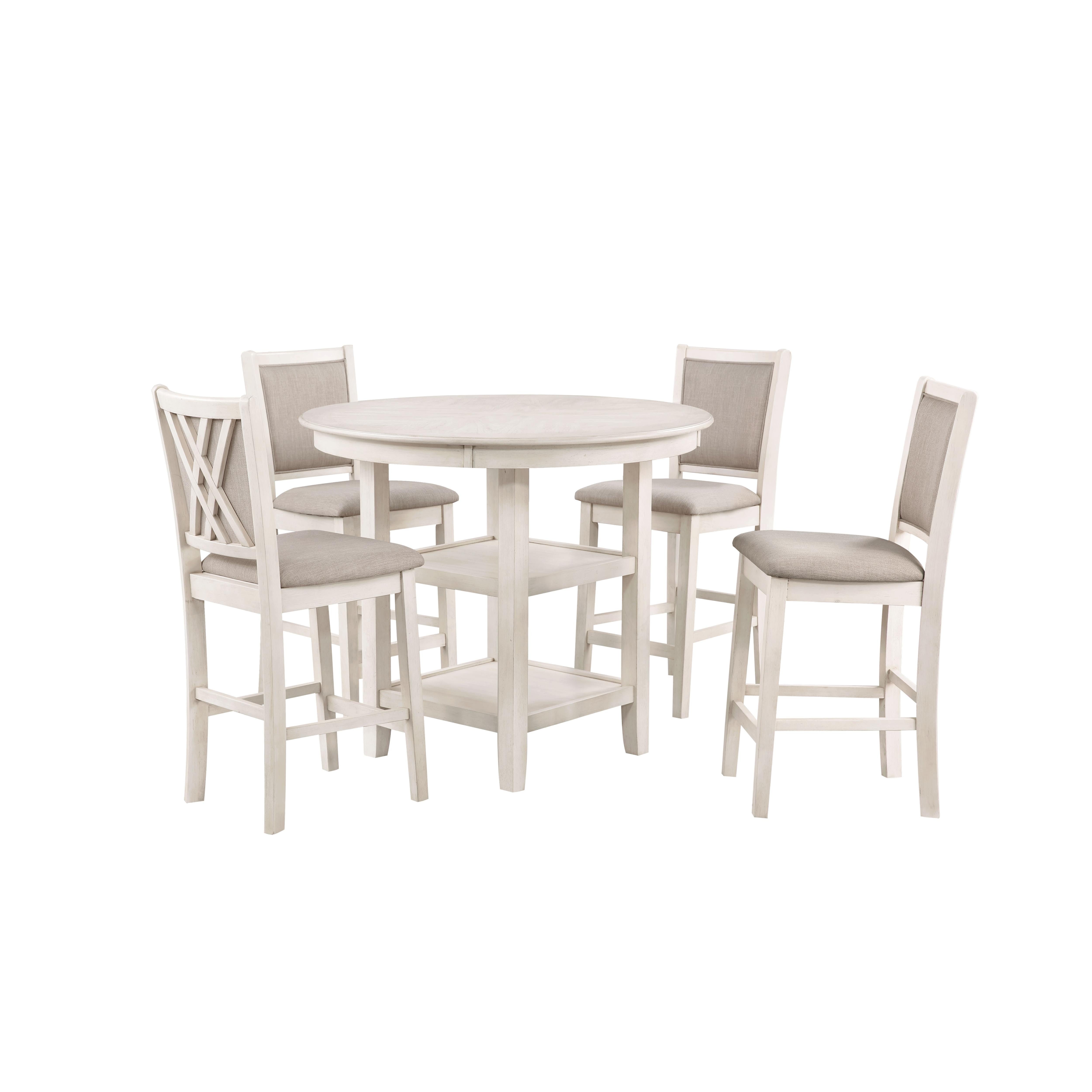 AMY 5 PC COUNTER TABLE SET-BISQUE - Ideal Furniture (Fresno,CA)