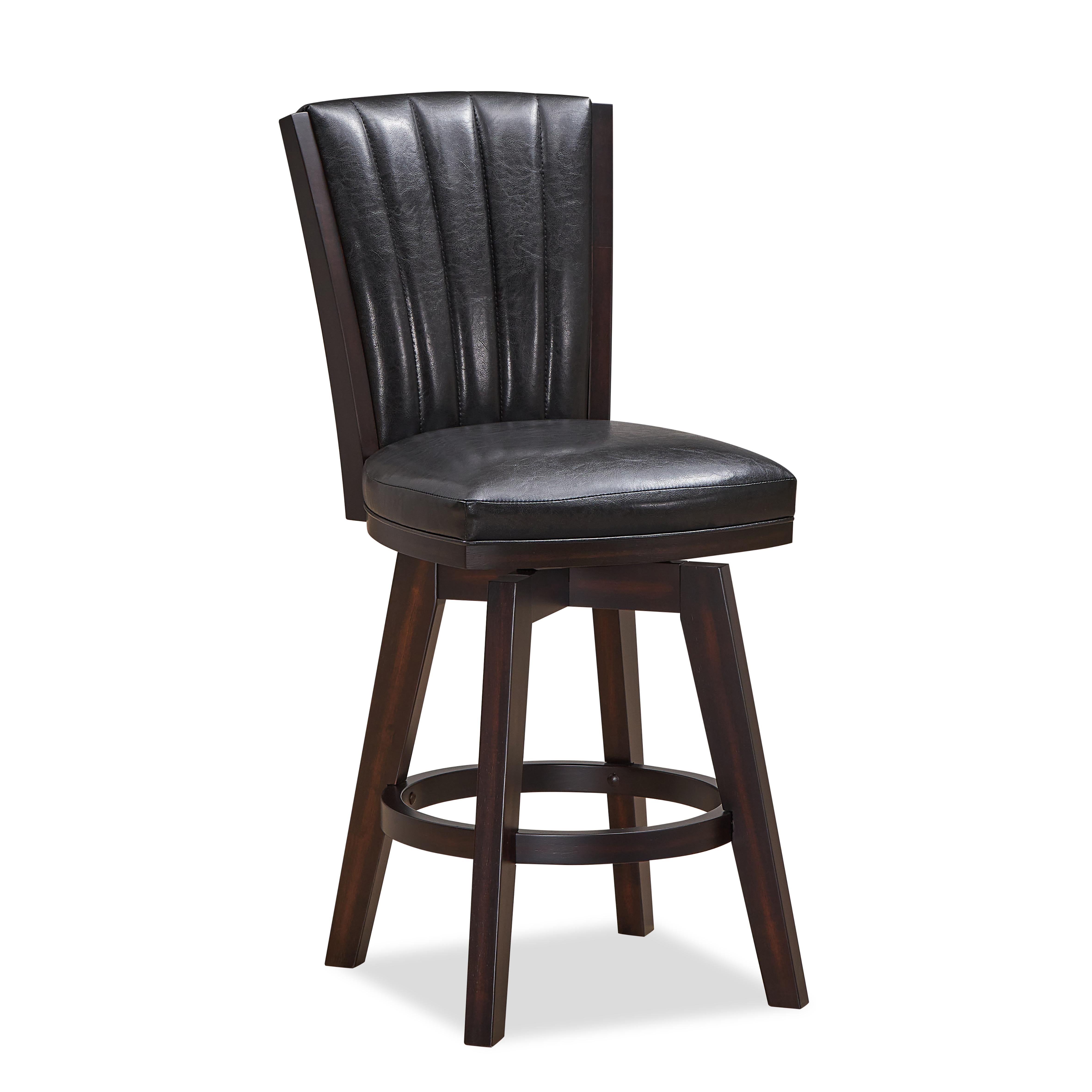 ASTIN 24" SWIVEL COUNTER STOOL-BLACK/CHERRY - Ideal Furniture (Fresno,CA)