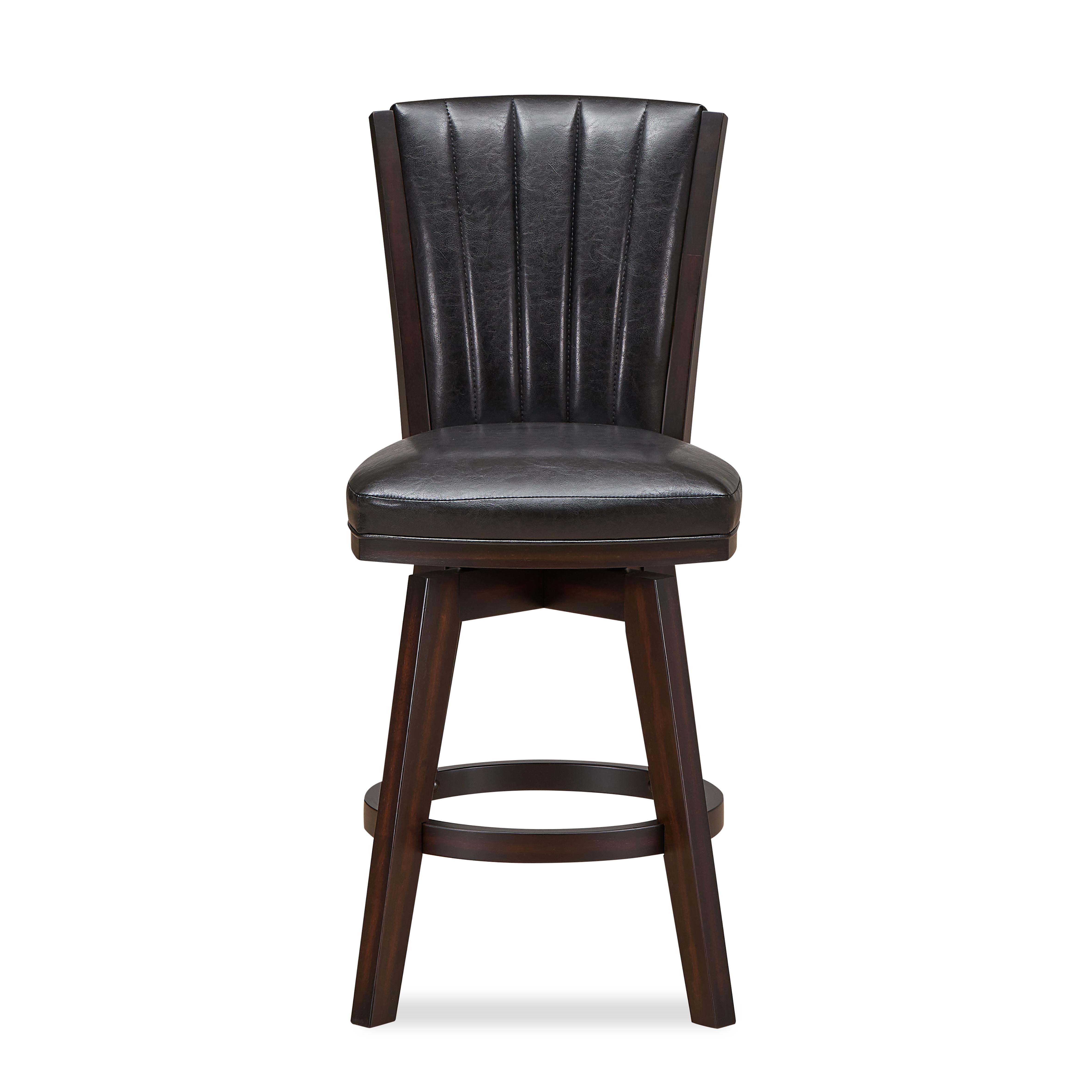 ASTIN 24" SWIVEL COUNTER STOOL-BLACK/CHERRY - Ideal Furniture (Fresno,CA)