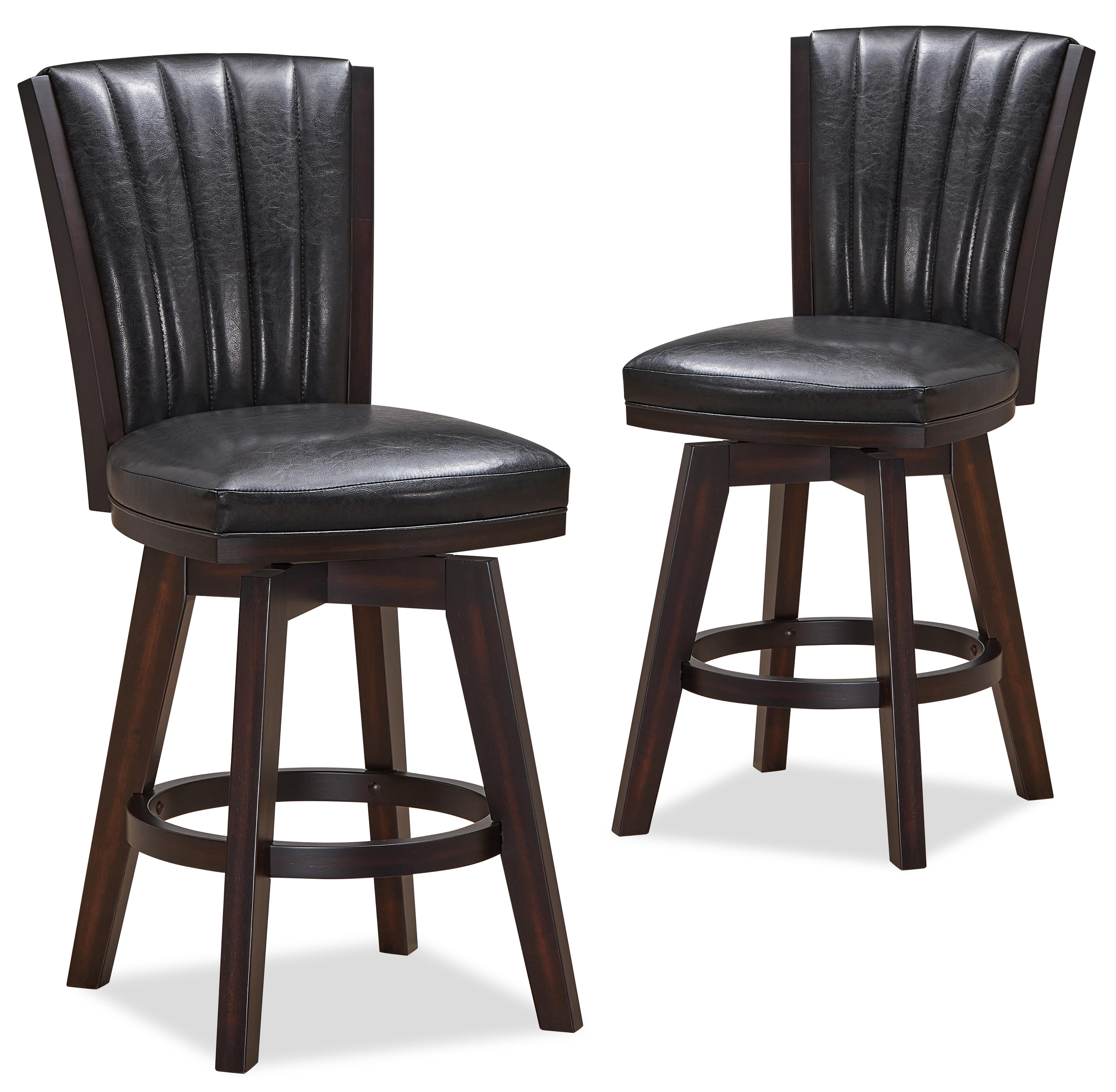 ASTIN 24" SWIVEL COUNTER STOOL-BLACK/CHERRY - Ideal Furniture (Fresno,CA)