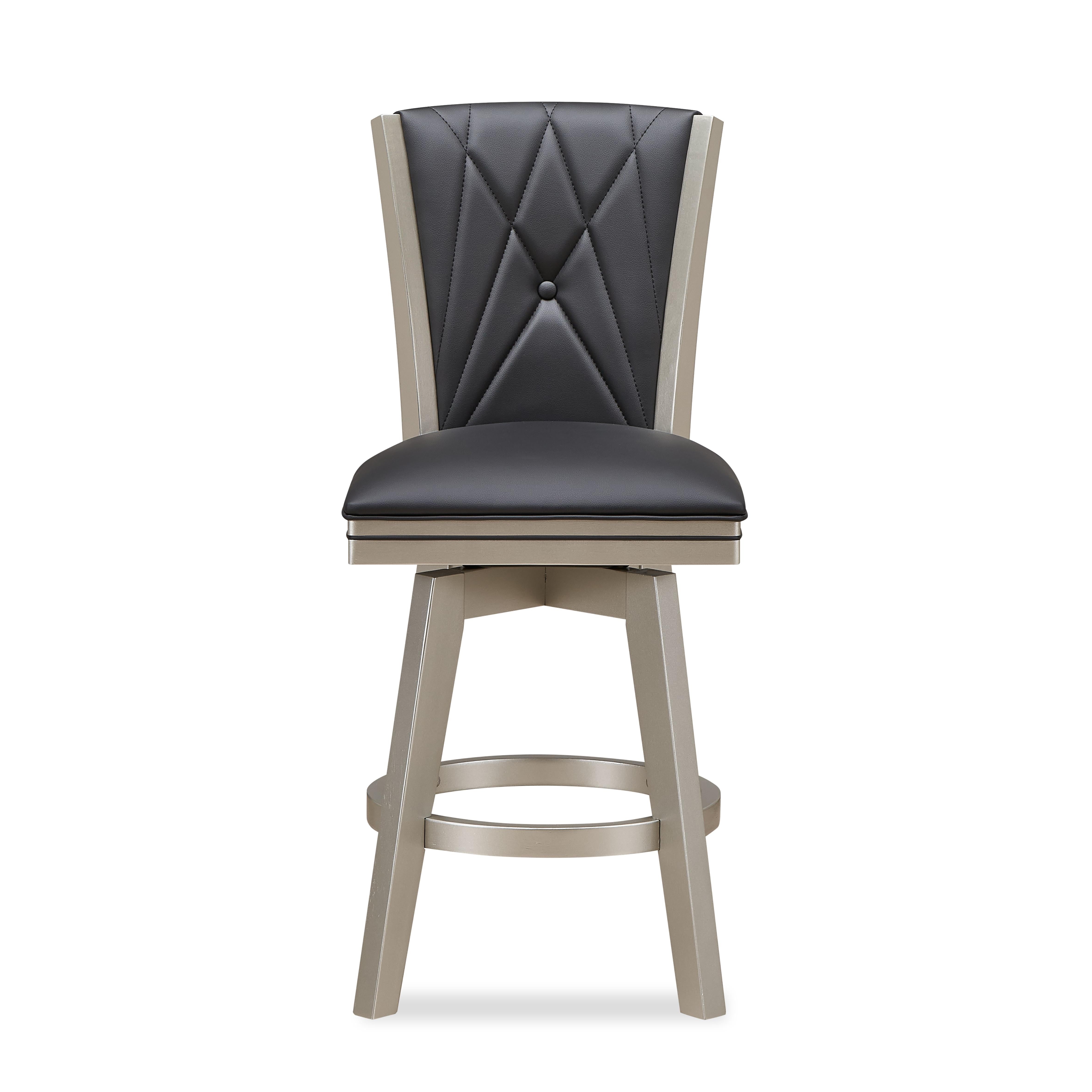 BERKELY 24" SWIVEL COUNTER STOOL-BLK/PLATINUM - Ideal Furniture (Fresno,CA)
