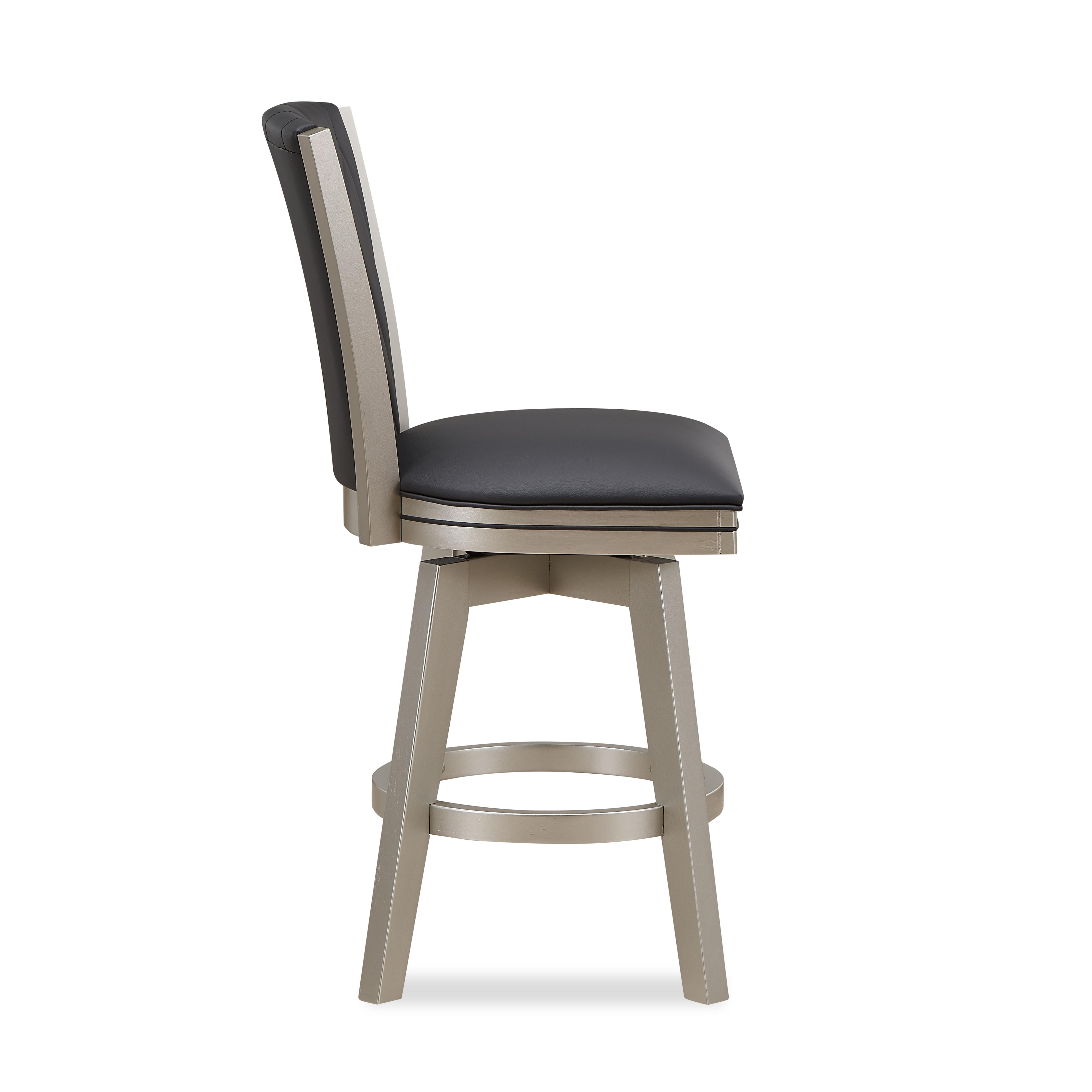 BERKELY 24" SWIVEL COUNTER STOOL-BLK/PLATINUM - Ideal Furniture (Fresno,CA)
