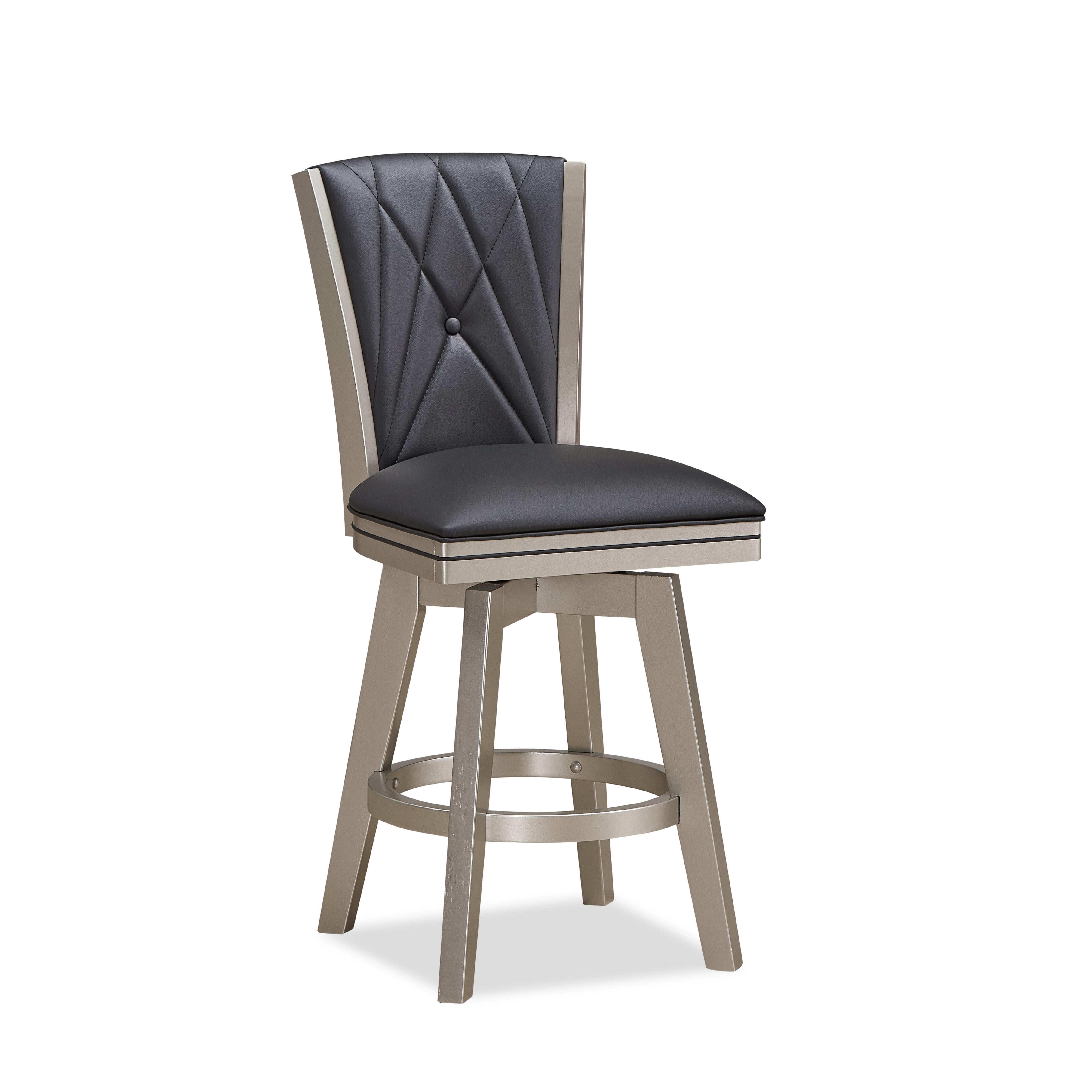 BERKELY 24" SWIVEL COUNTER STOOL-BLK/PLATINUM - Ideal Furniture (Fresno,CA)