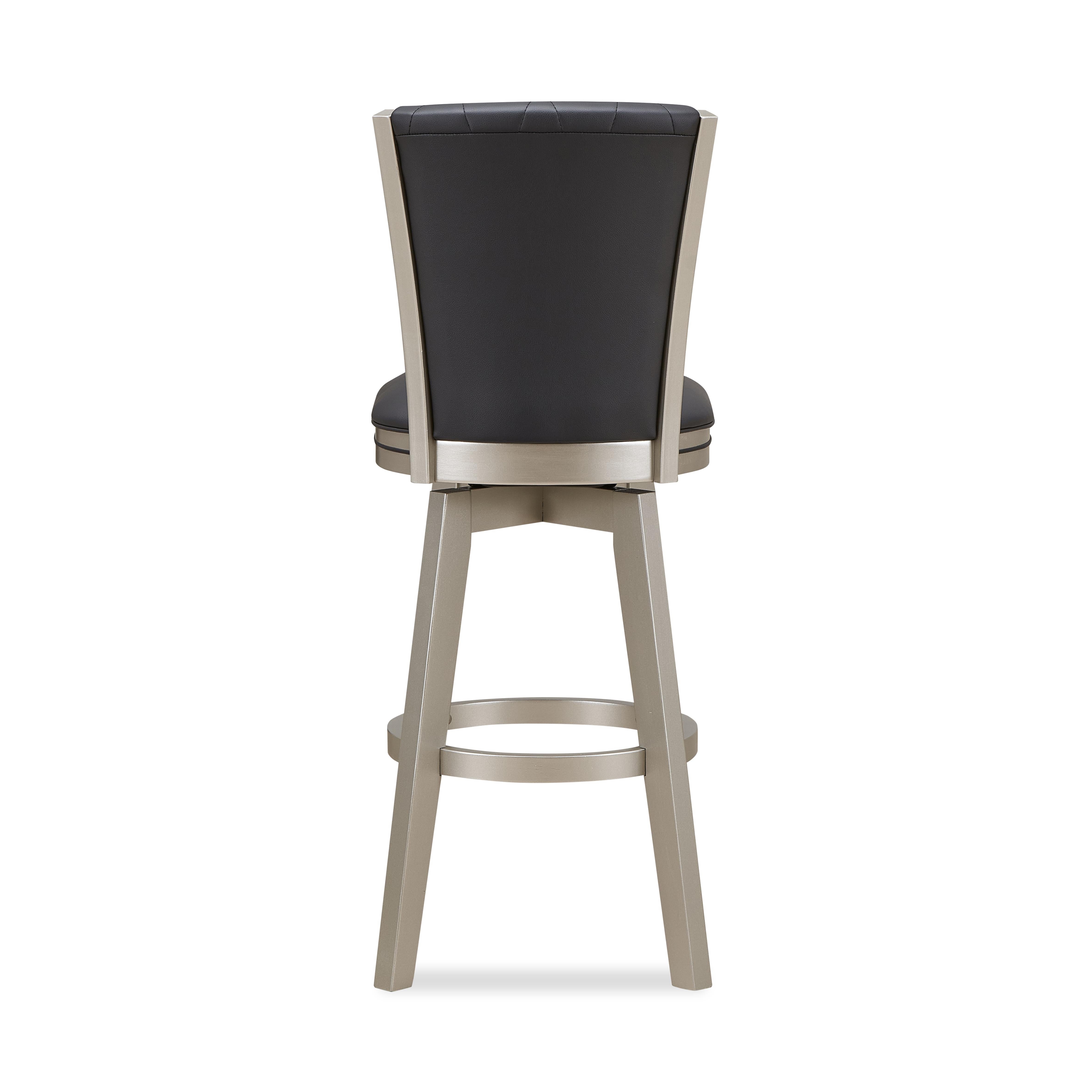 BERKELY 30" SWIVEL BAR STOOL-BLACK/PLATINUM - Ideal Furniture (Fresno,CA)