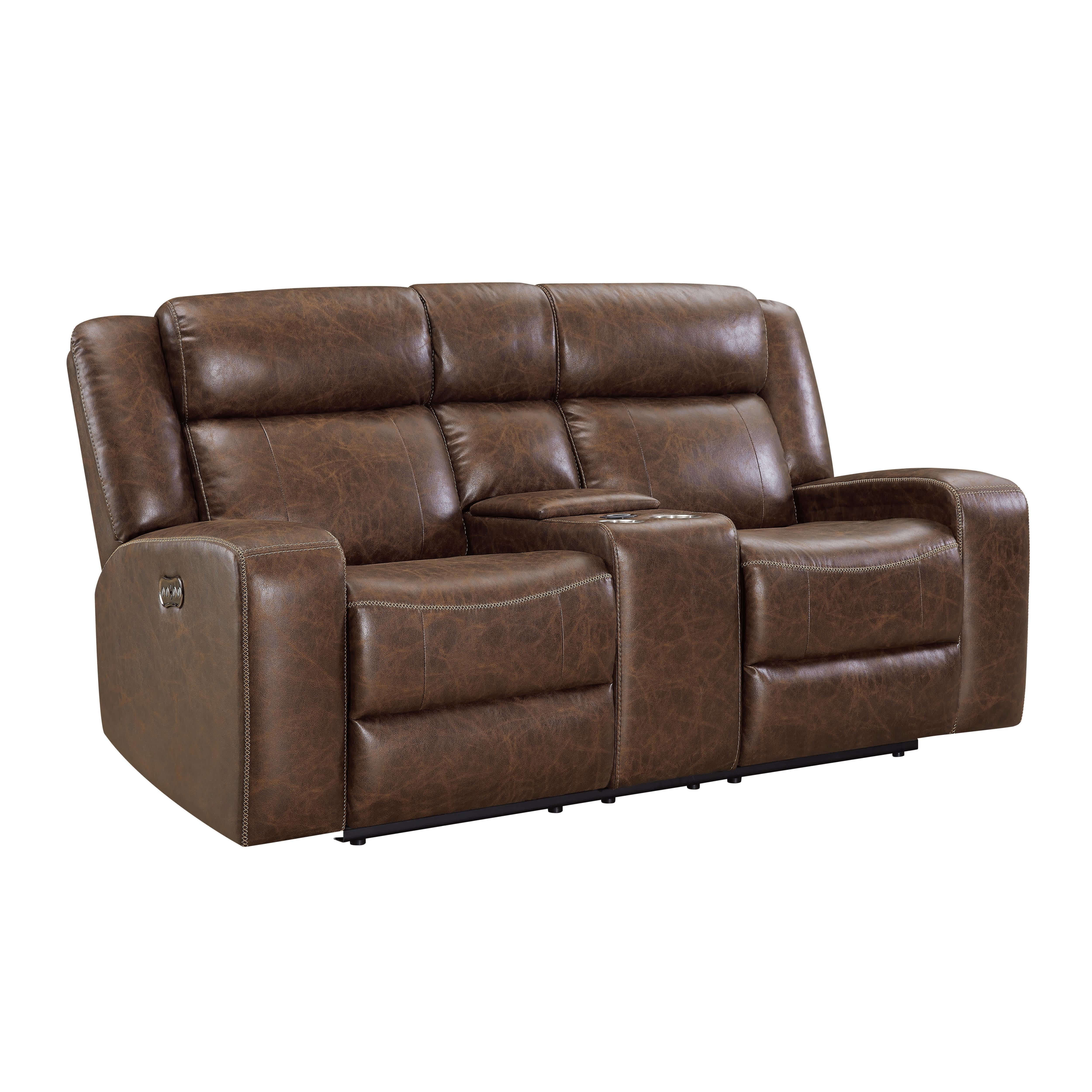 ATTICUS CONSOLE LOVESEAT W/PWR HR & FR-MOCHA - Ideal Furniture (Fresno,CA)
