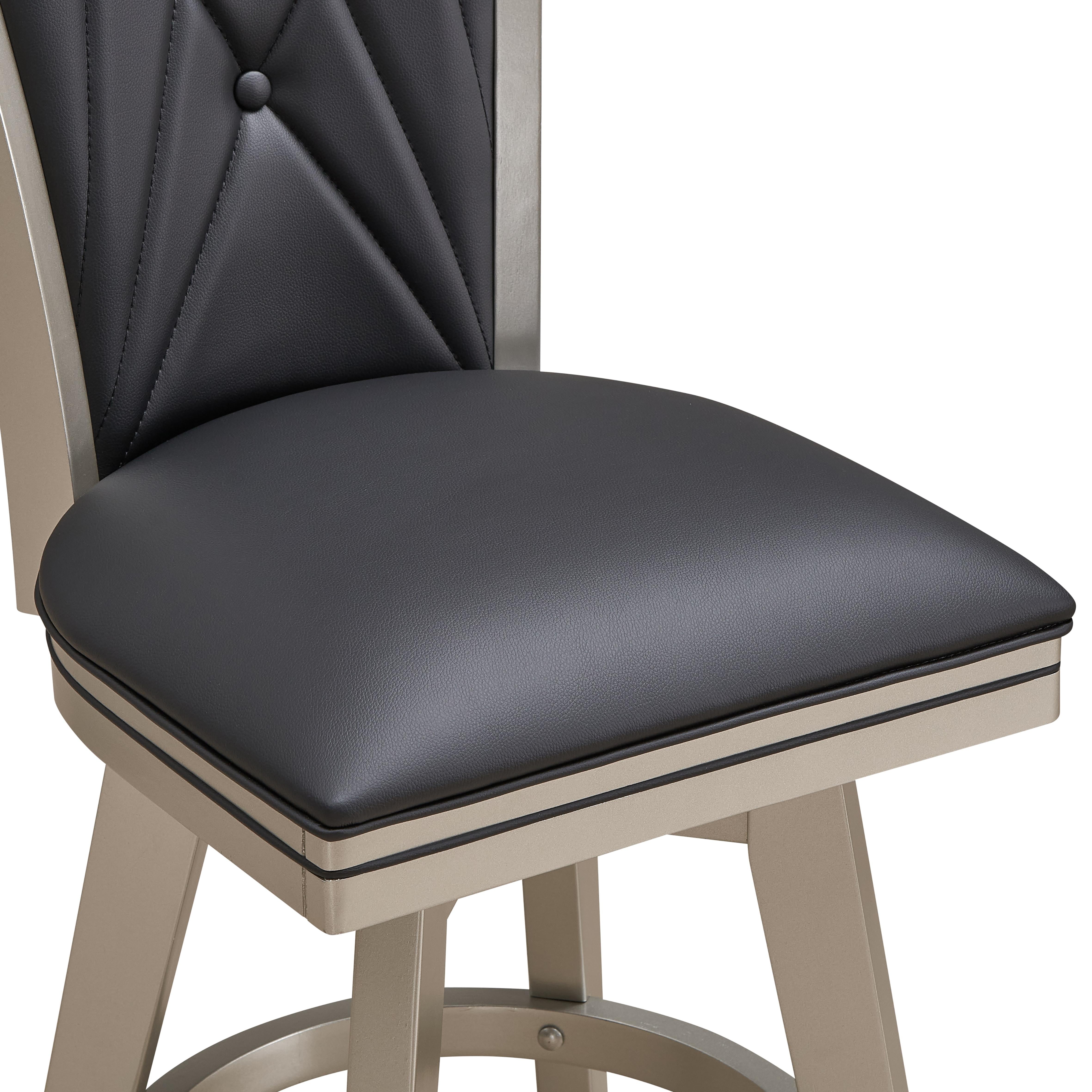 BERKELY 30" SWIVEL BAR STOOL-BLACK/PLATINUM - Ideal Furniture (Fresno,CA)