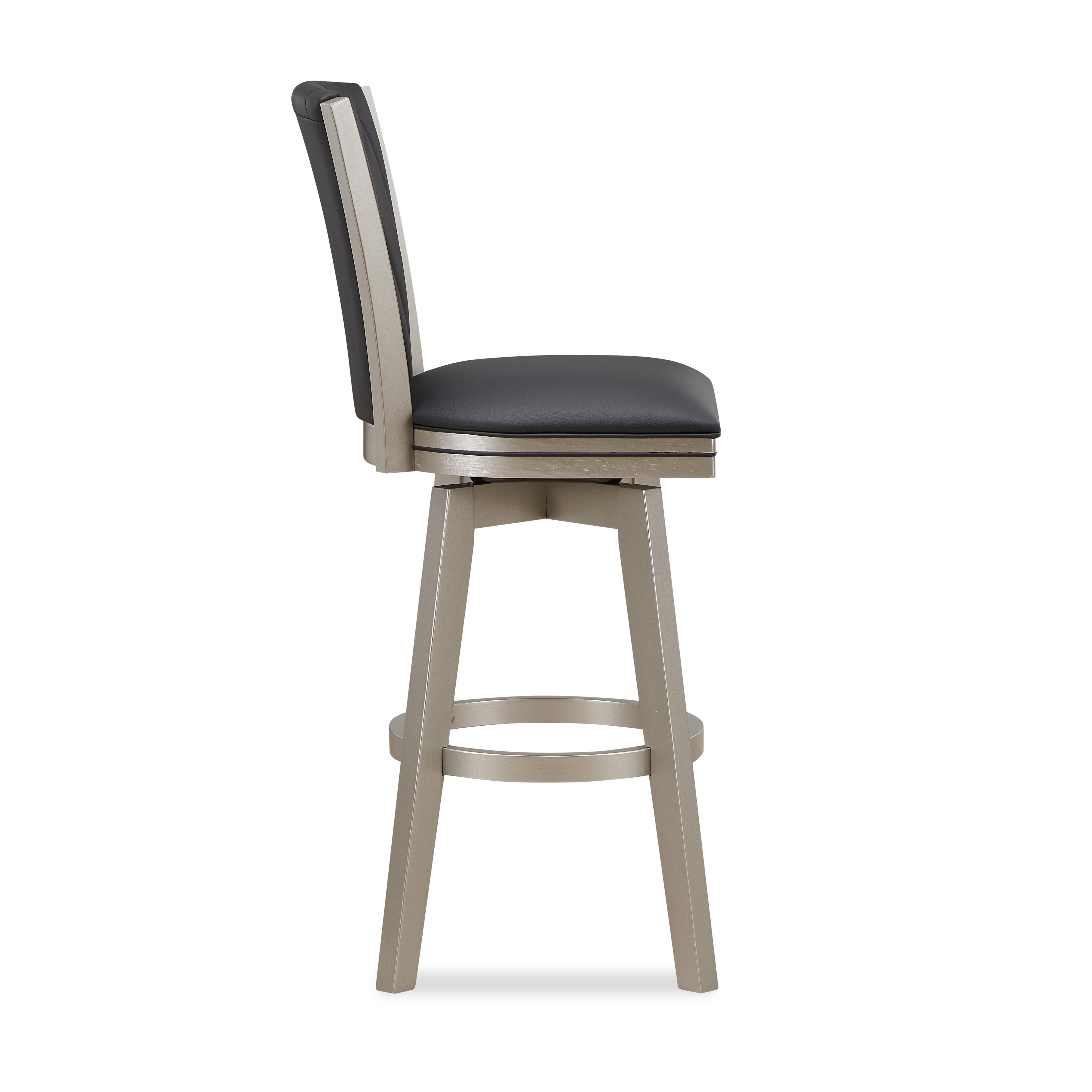 BERKELY 30" SWIVEL BAR STOOL-BLACK/PLATINUM - Ideal Furniture (Fresno,CA)