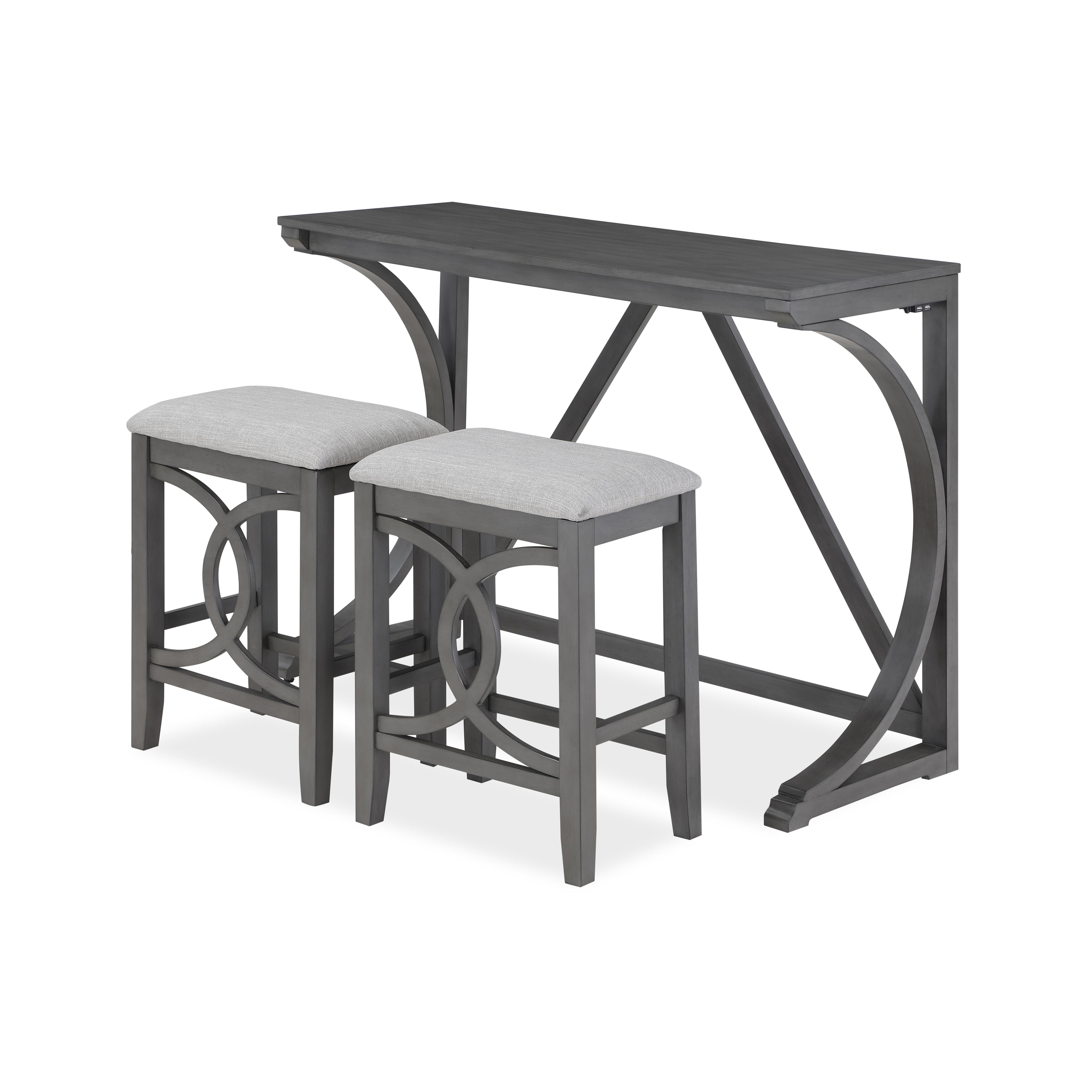 BELLA COUNTER TABLE & 2 STOOLS-GRAY - Ideal Furniture (Fresno,CA)