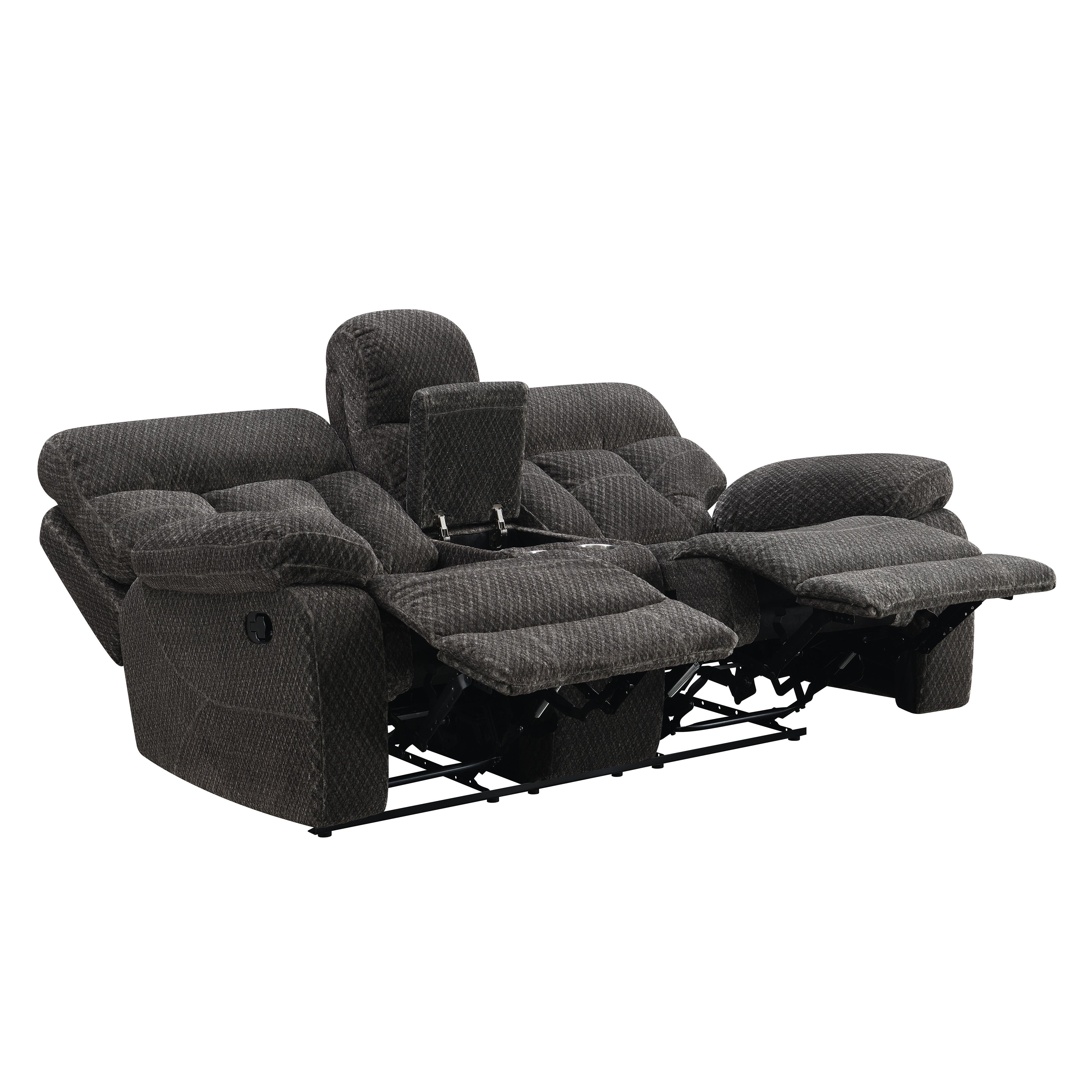 BRAVO CONSOLE LOVESEAT W/ DUAL RECLINERS-CHARCOAL - Ideal Furniture (Fresno,CA)