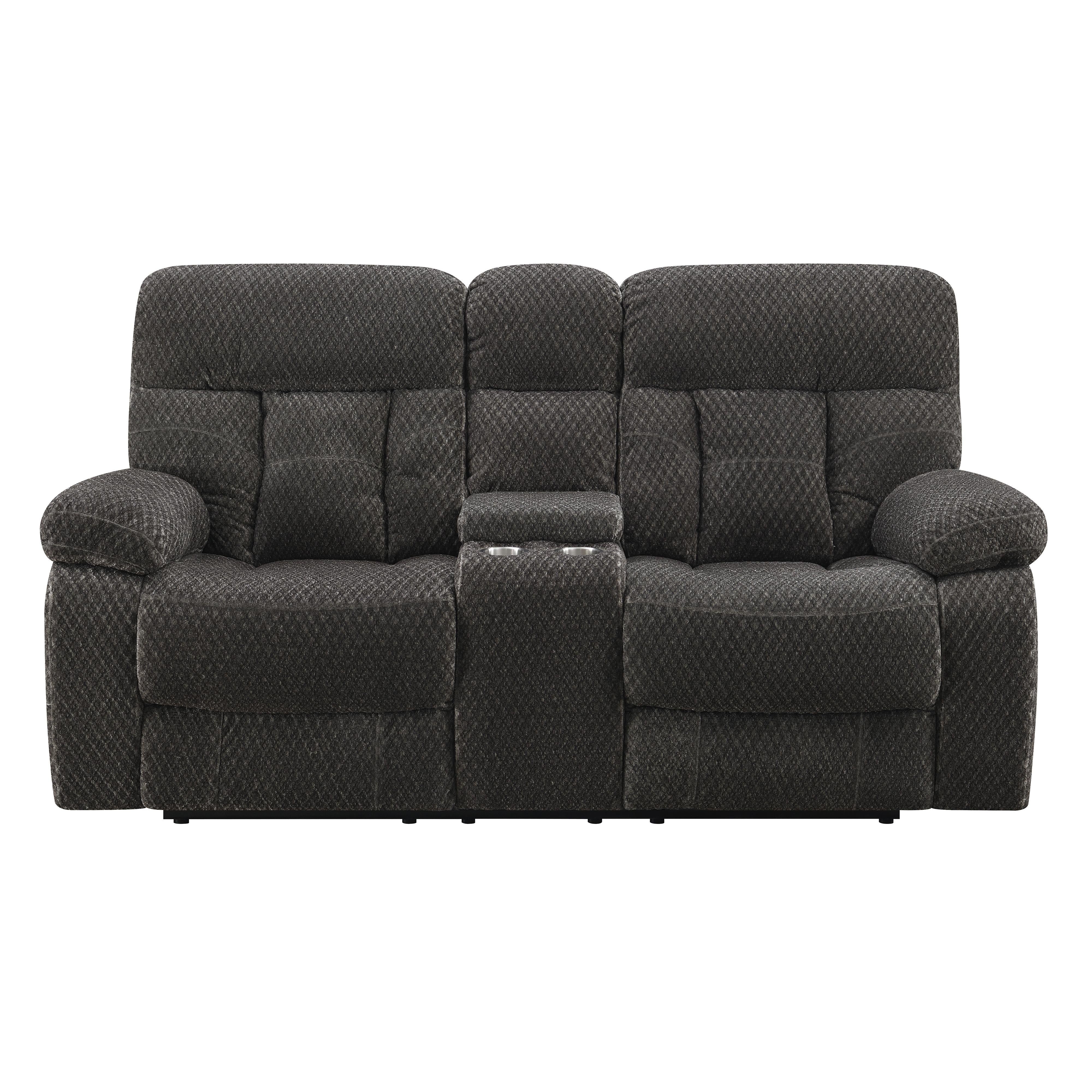 BRAVO CONSOLE LOVESEAT W/ DUAL RECLINERS-CHARCOAL - Ideal Furniture (Fresno,CA)
