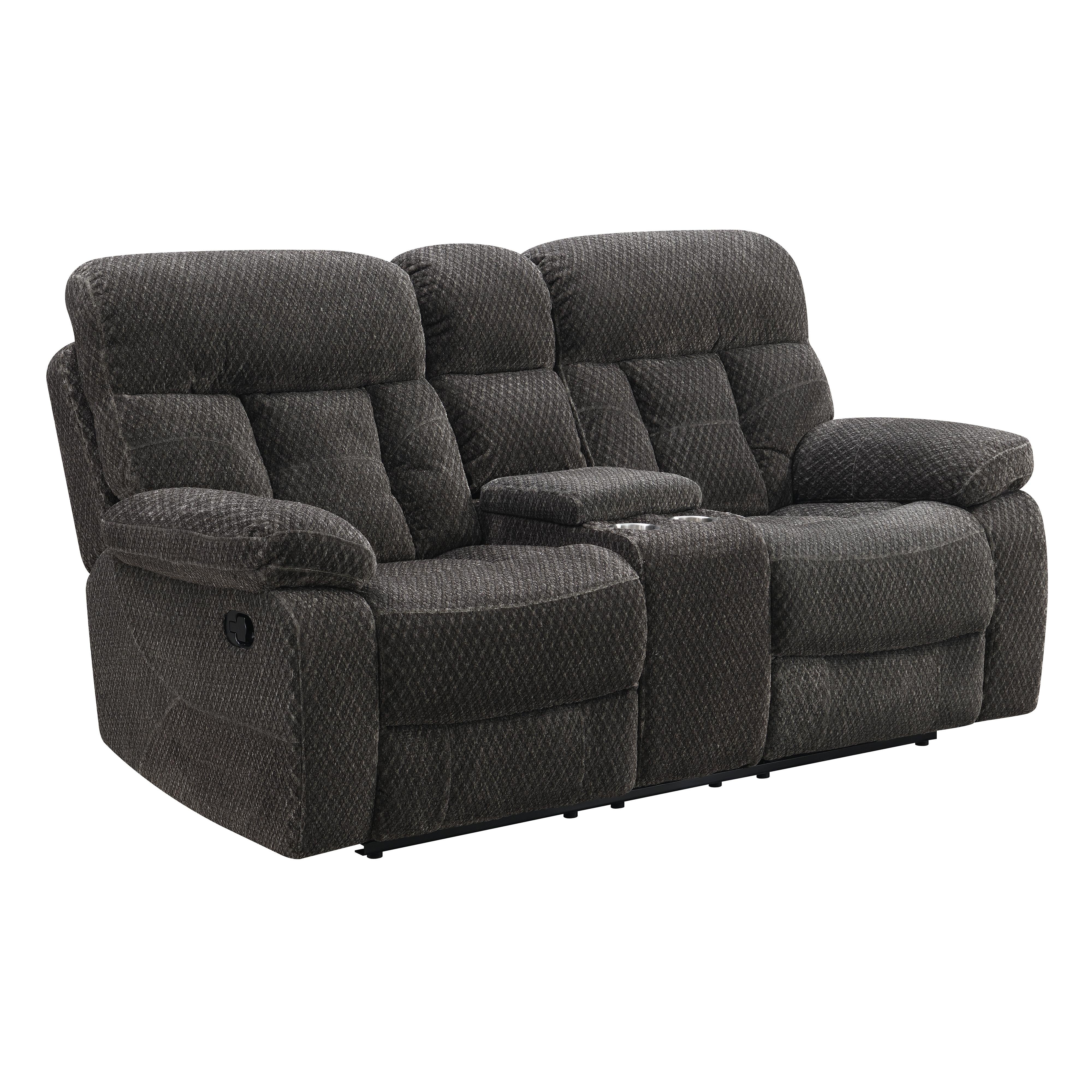 BRAVO CONSOLE LOVESEAT W/ DUAL RECLINERS-CHARCOAL - Ideal Furniture (Fresno,CA)