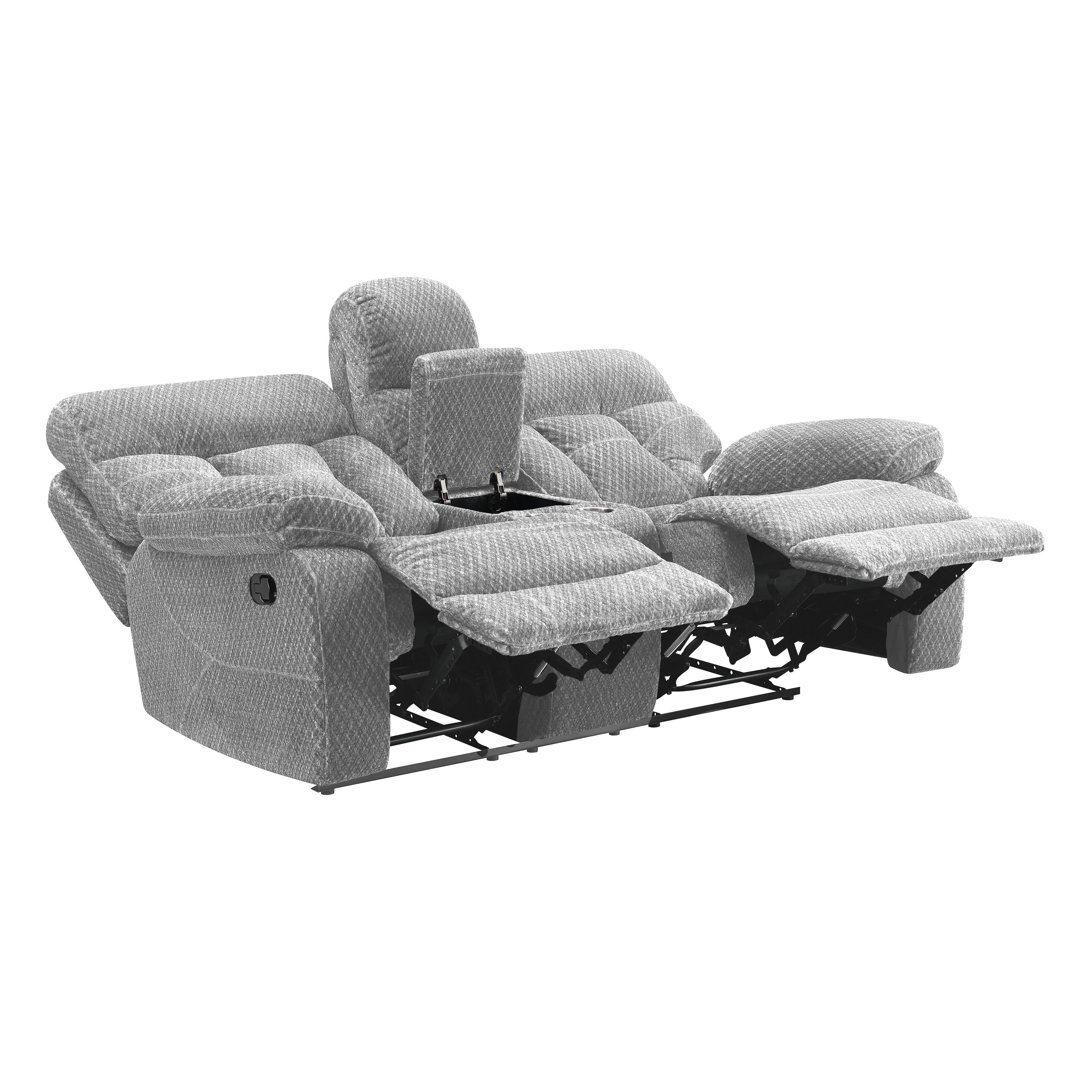 BRAVO CONSOLE LOVESEAT W/ DUAL RECLINERS-STONE - Ideal Furniture (Fresno,CA)
