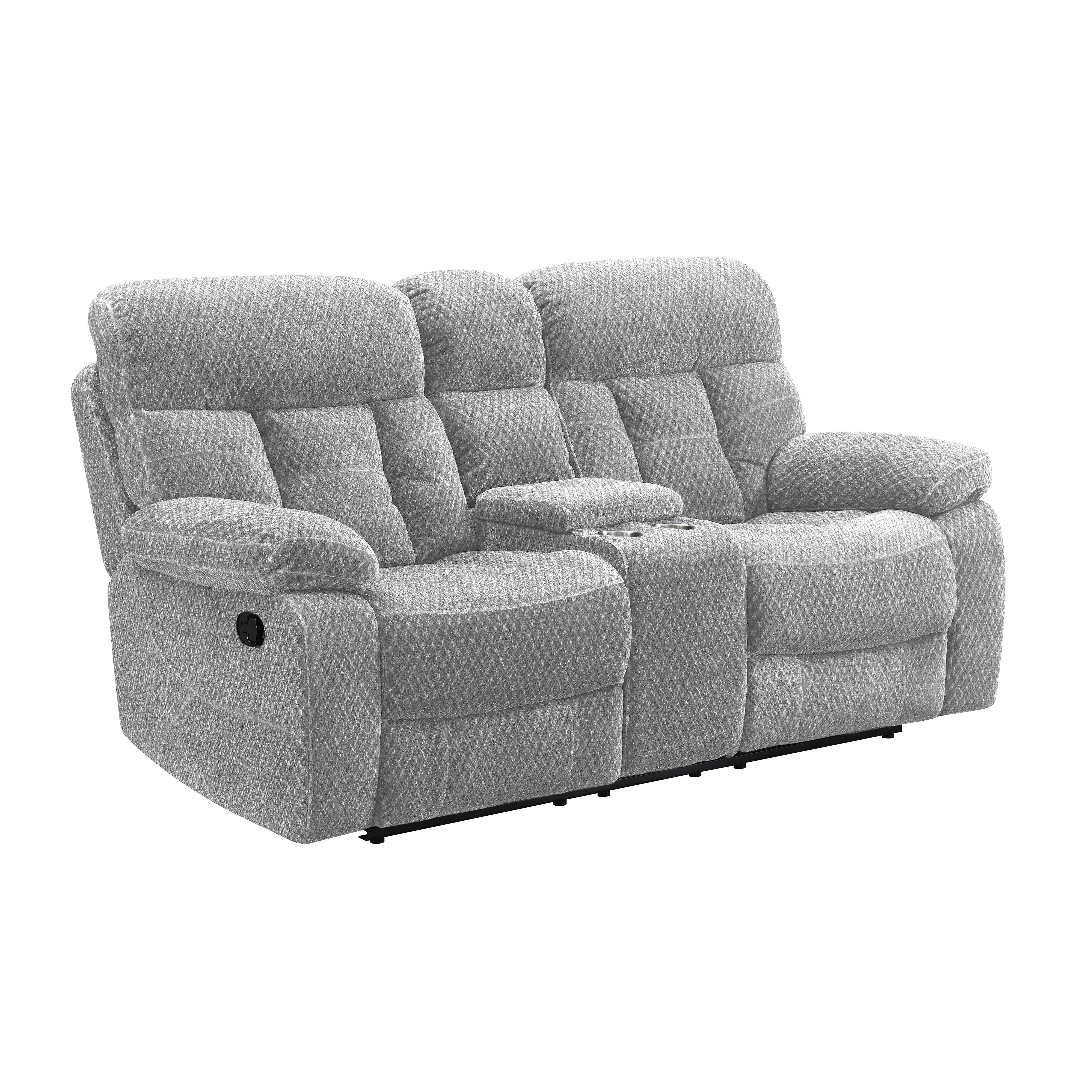 BRAVO CONSOLE LOVESEAT W/ DUAL RECLINERS-STONE - Ideal Furniture (Fresno,CA)