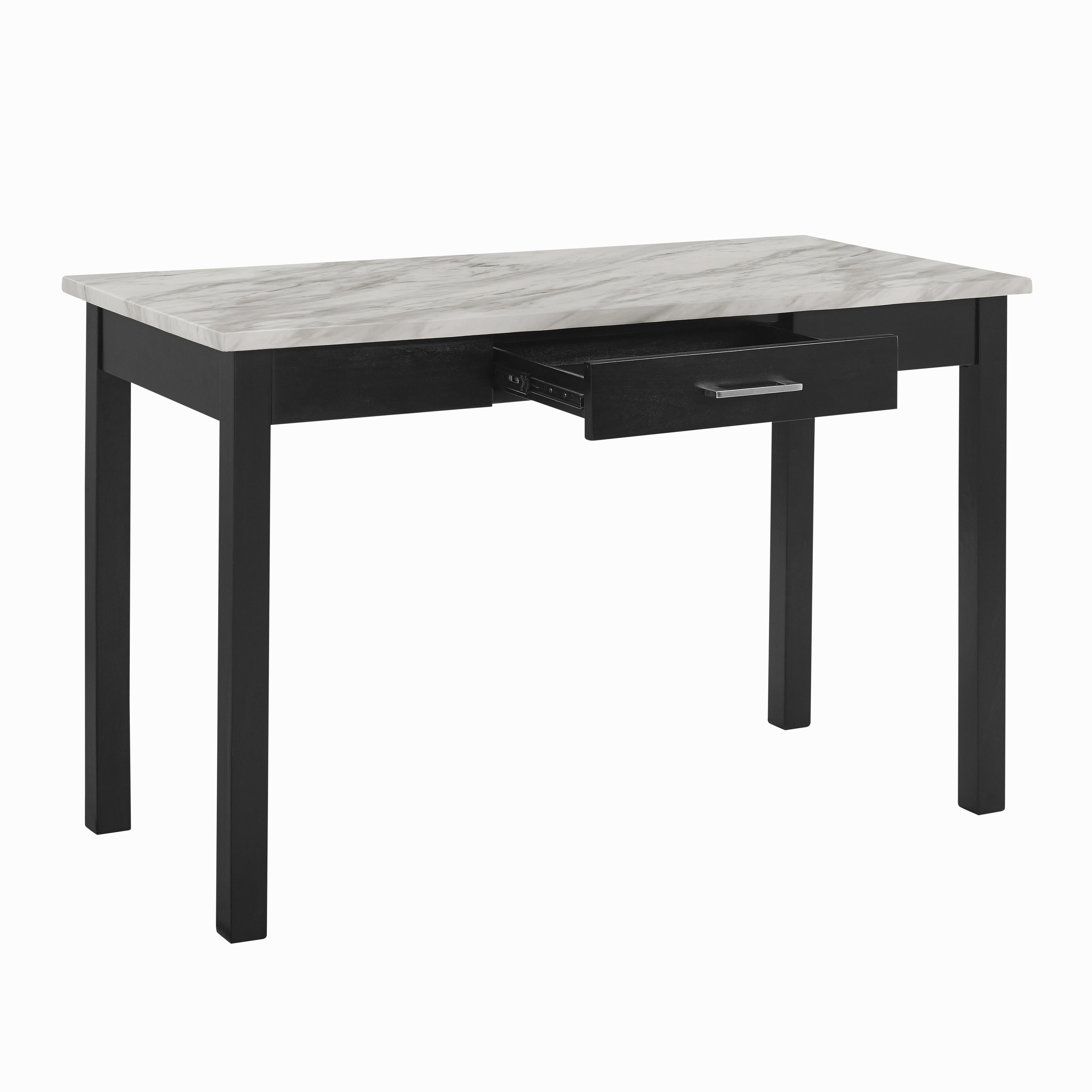 CELESTE DESK W/WHITE/GRAY FAUX MARBLE TOP-ESPRESSO BASE - Ideal Furniture (Fresno,CA)