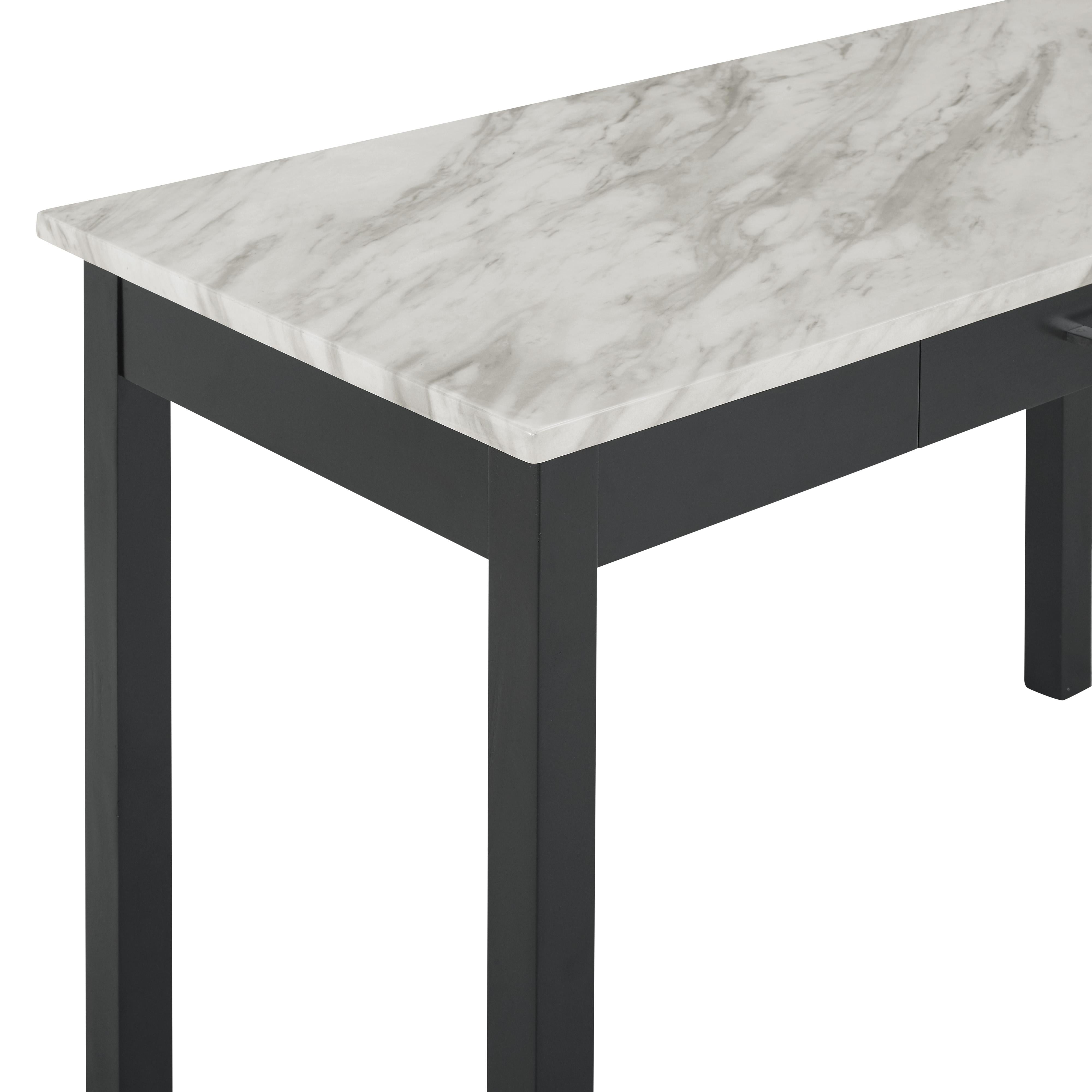 CELESTE DESK W/WHITE/GRAY FAUX MARBLE TOP-ESPRESSO BASE - Ideal Furniture (Fresno,CA)