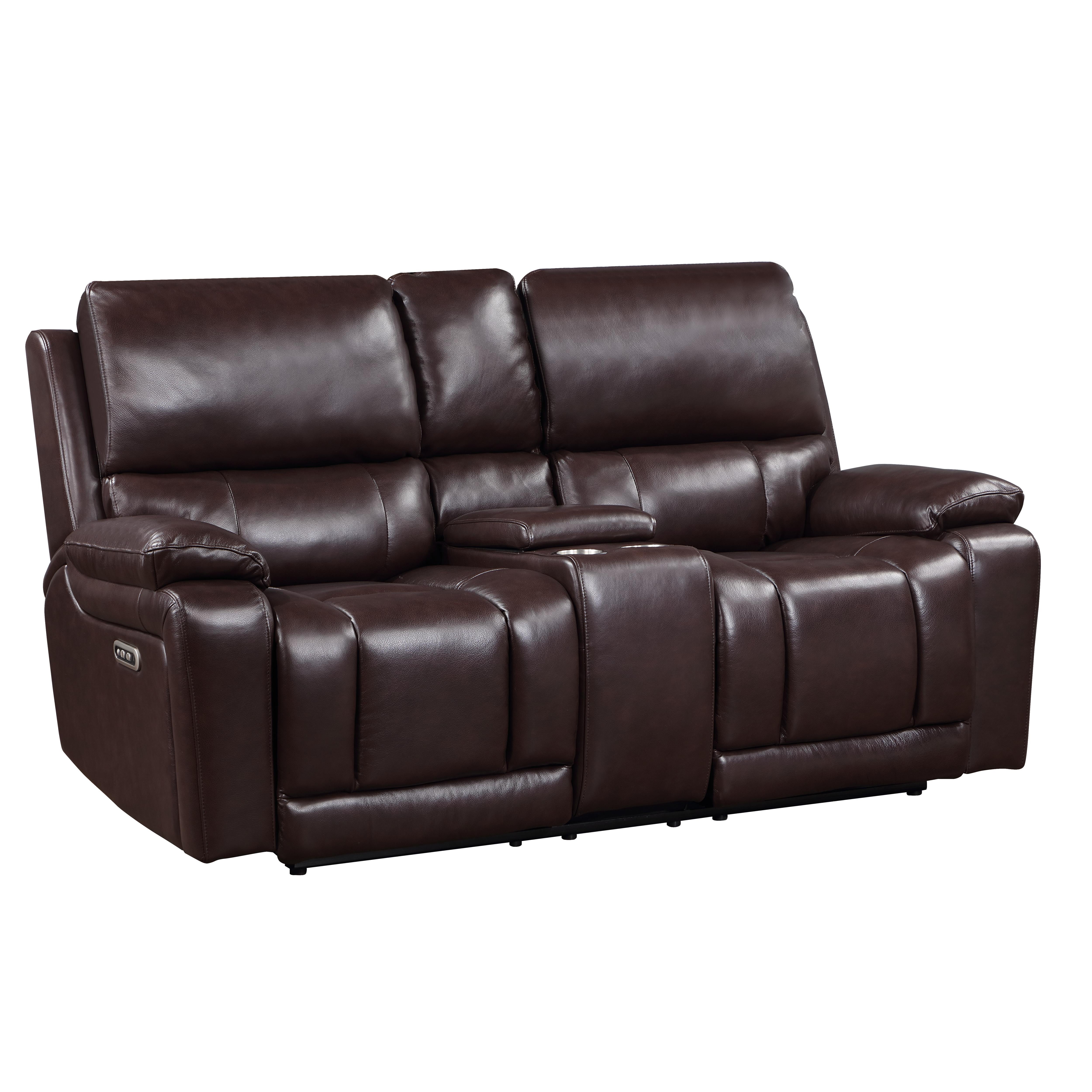 CICERO RECLINING CONSOLE LOVESEAT-BROWN - Ideal Furniture (Fresno,CA)