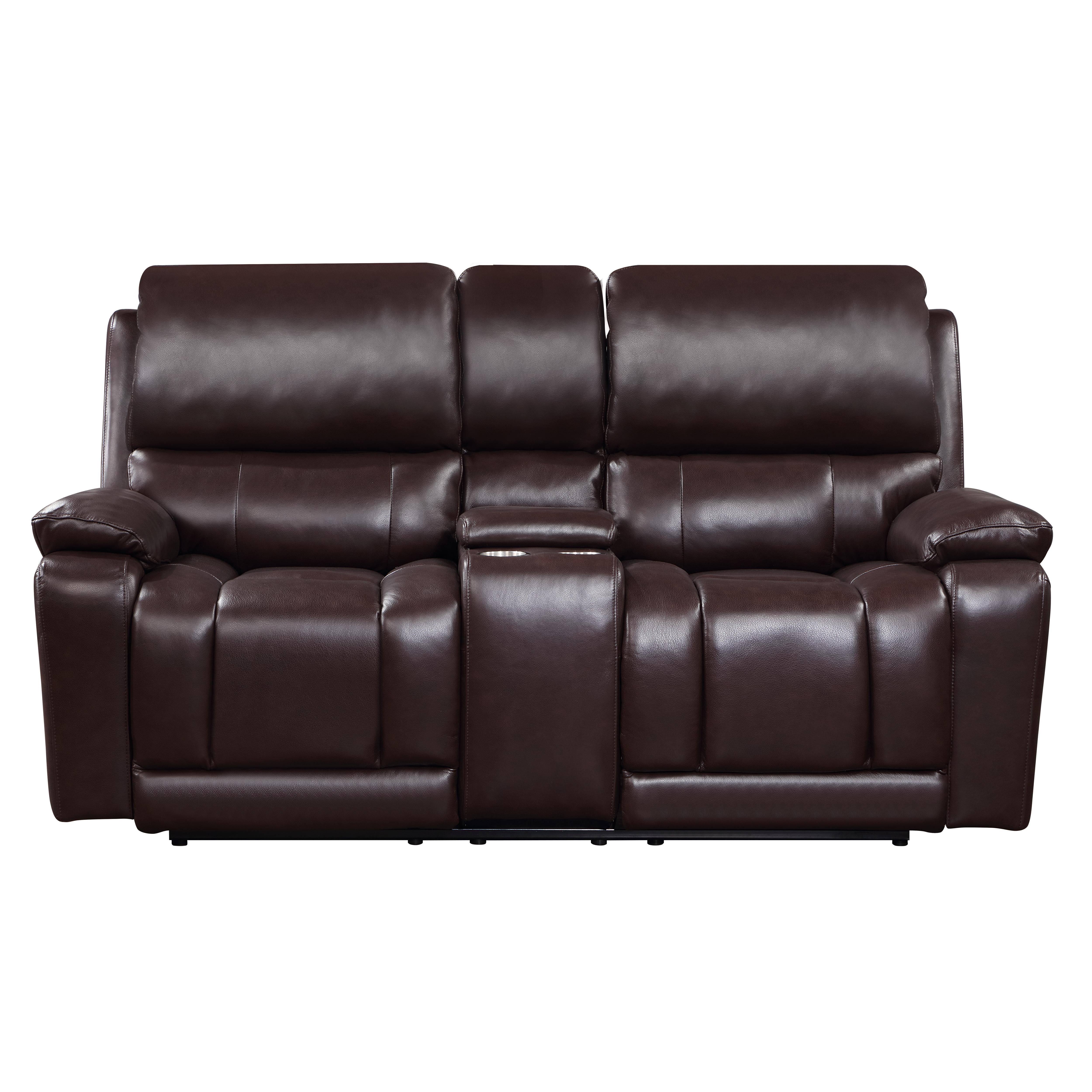 CICERO CONSOLE LOVESEAT W/ PWR FR & HR-BROWN - Ideal Furniture (Fresno,CA)