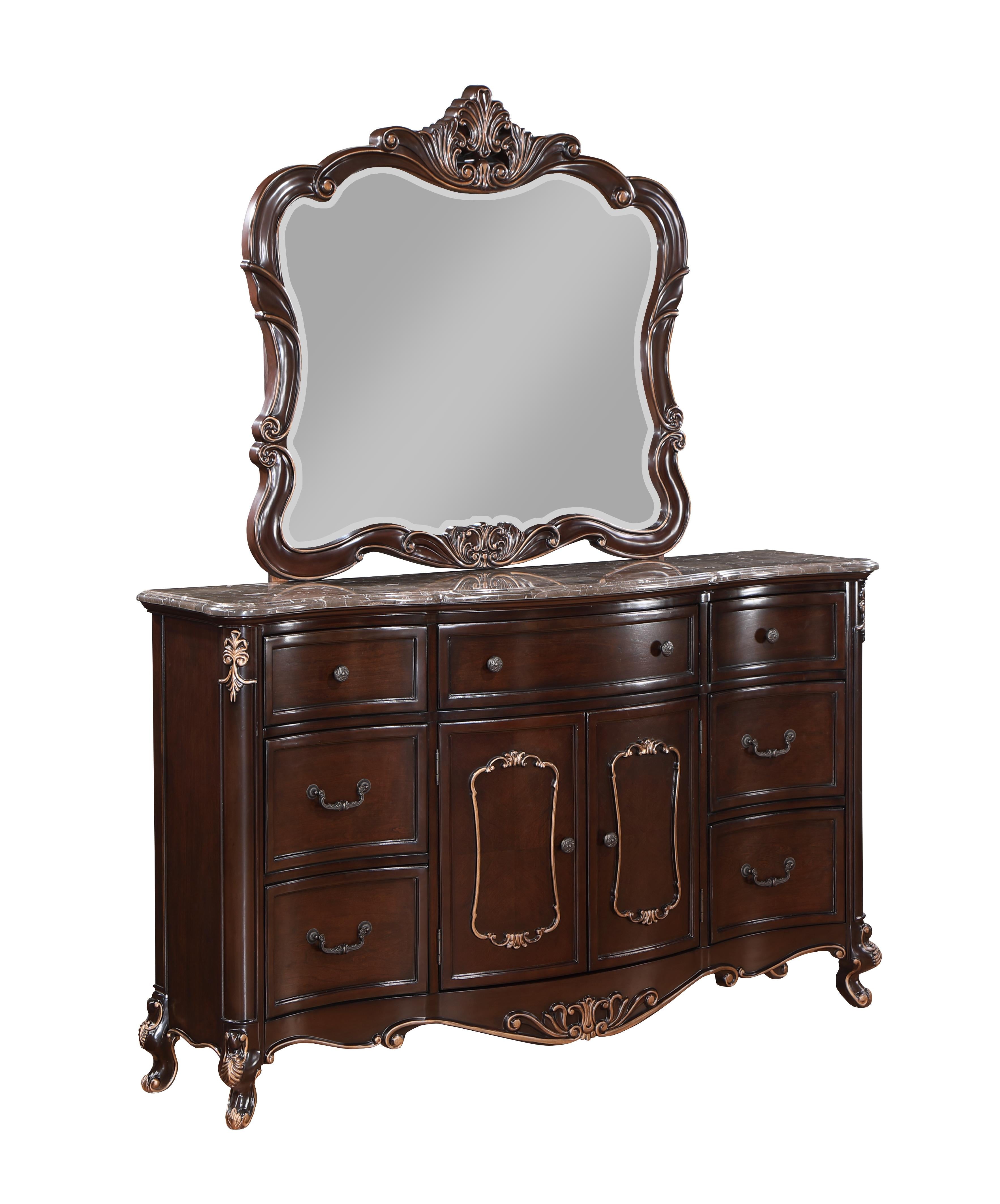 CONSTANTINE DRESSER W/MARBLE TOP-CHERRY - Ideal Furniture (Fresno,CA)