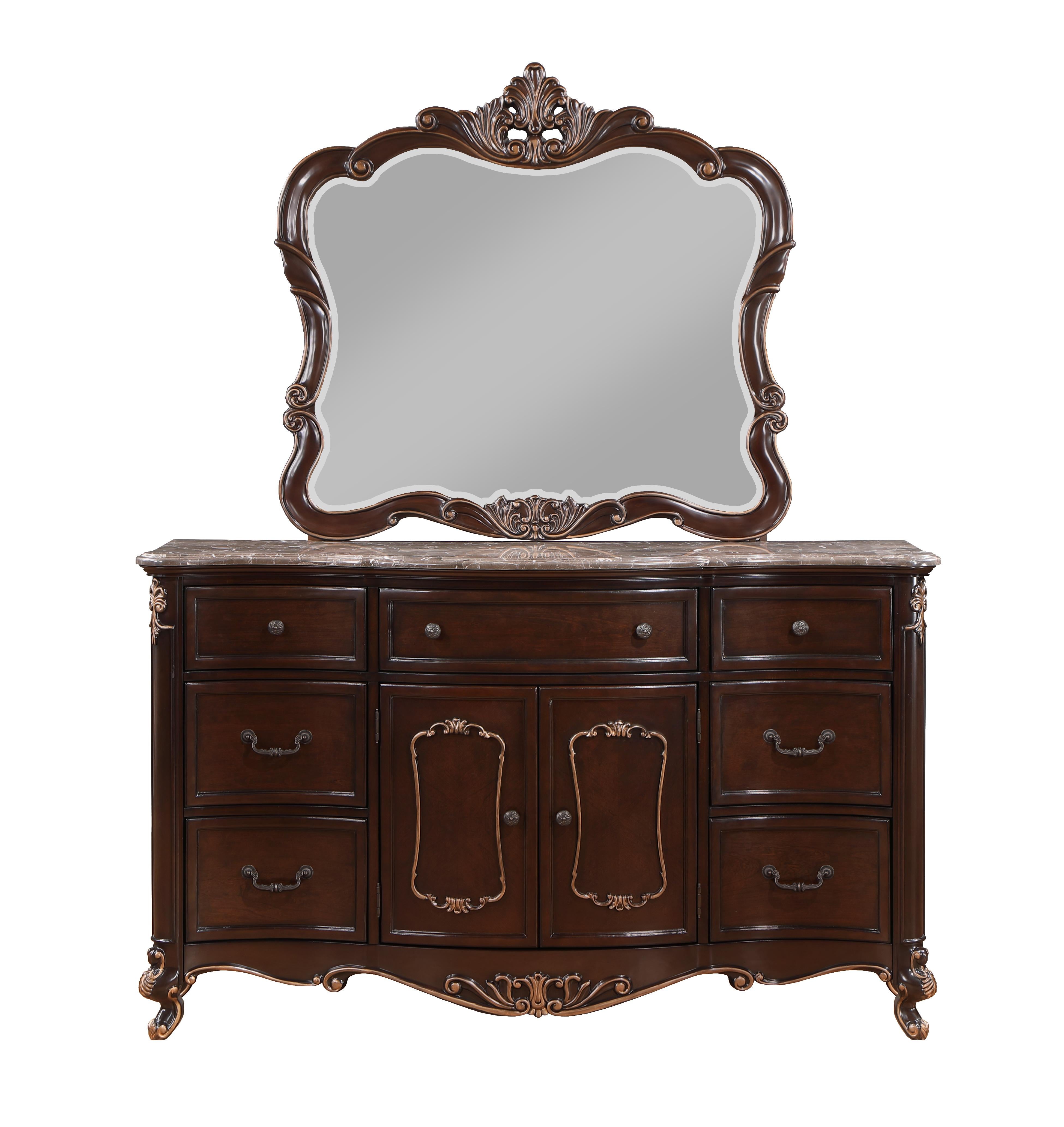 CONSTANTINE DRESSER/SERVER MIRROR-CHERRY - Ideal Furniture (Fresno,CA)