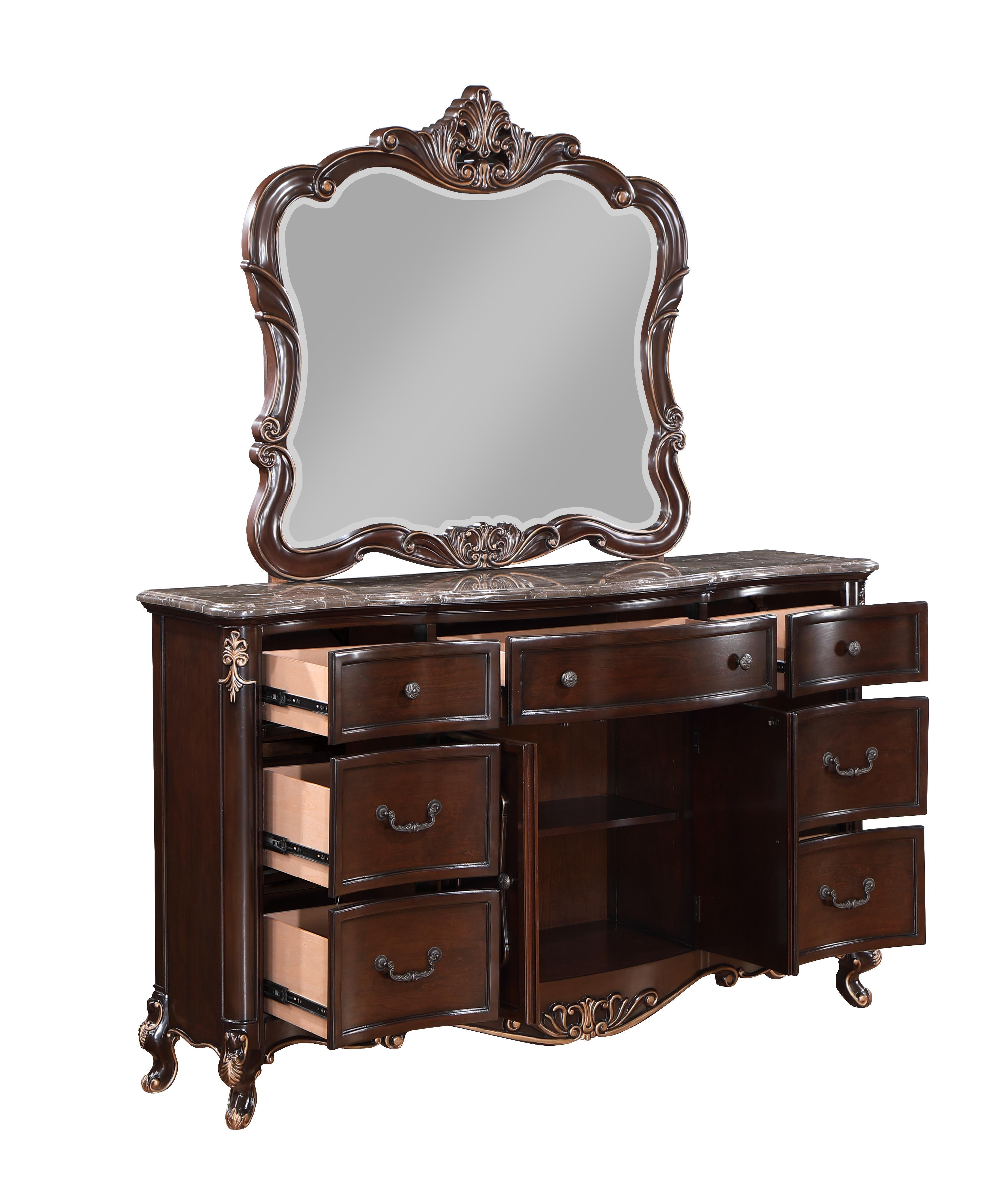 CONSTANTINE DRESSER/SERVER MIRROR-CHERRY - Ideal Furniture (Fresno,CA)