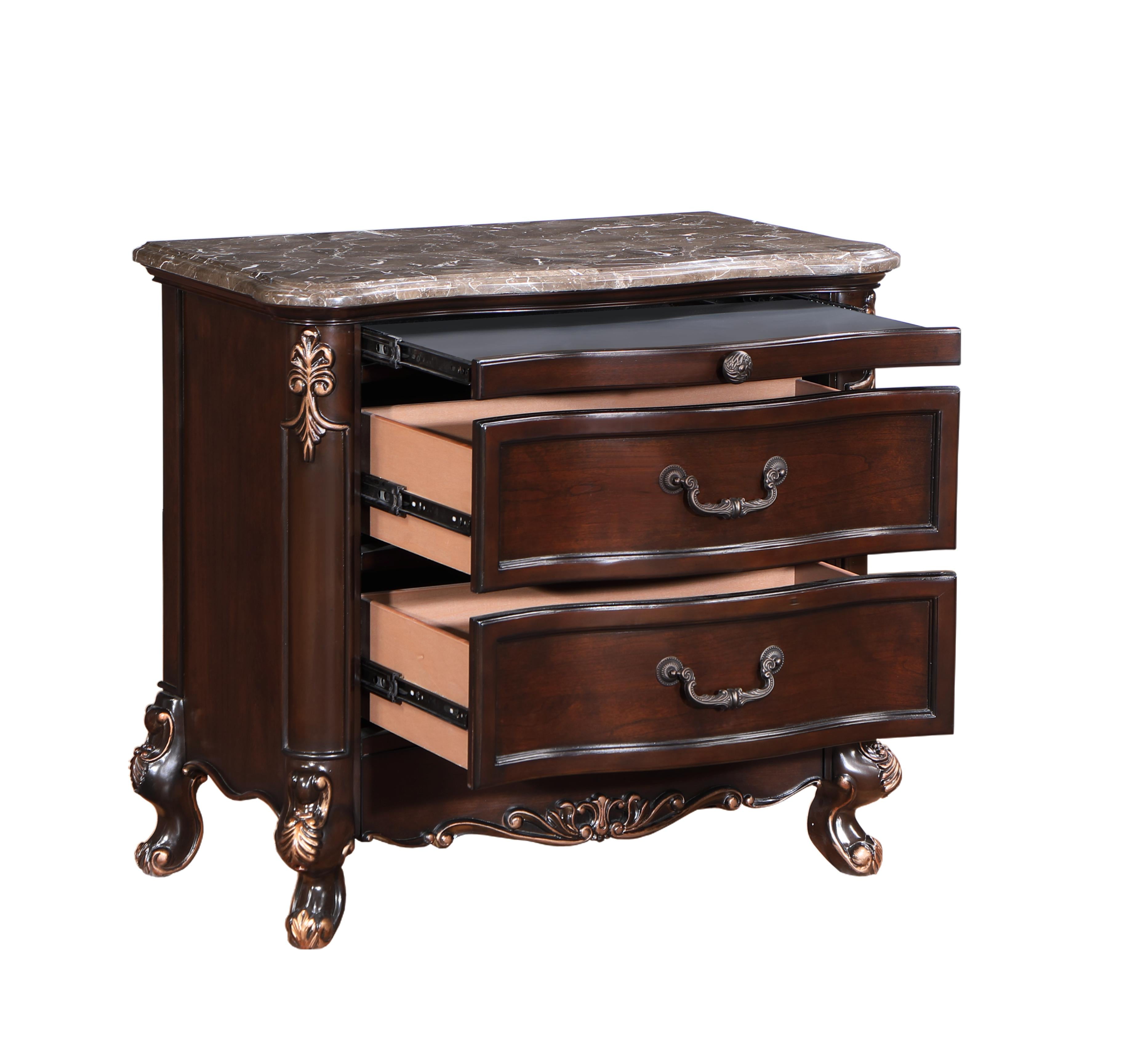 CONSTANTINE NIGHTSTAND W/MARBLE TOP-CHERRY - Ideal Furniture (Fresno,CA)