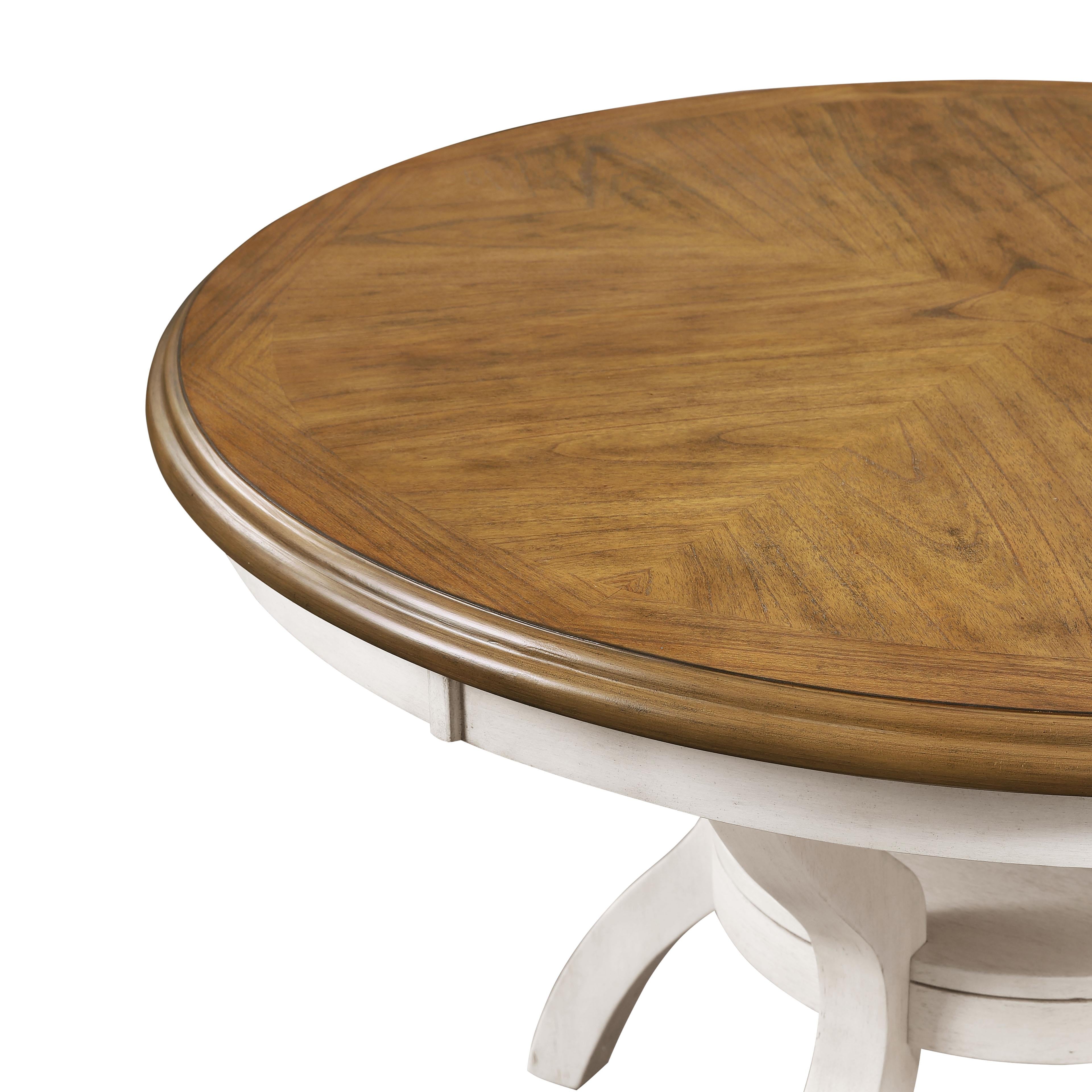 CORI ROUND DINING 5 PC SET-BISQUE/BROWN - Ideal Furniture (Fresno,CA)