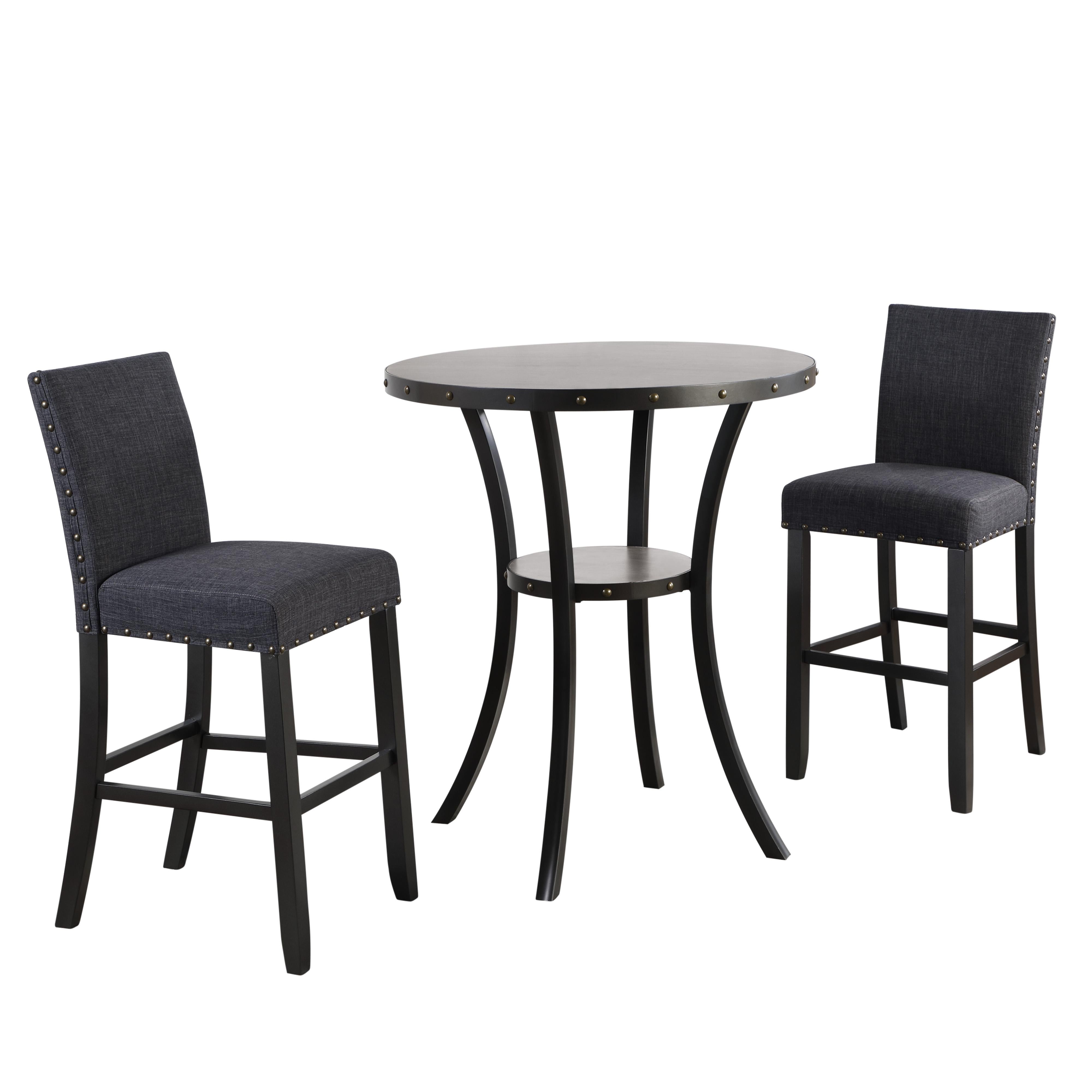 CRISPIN 36" ROUND BAR TABLE-GRAY - Ideal Furniture (Fresno,CA)