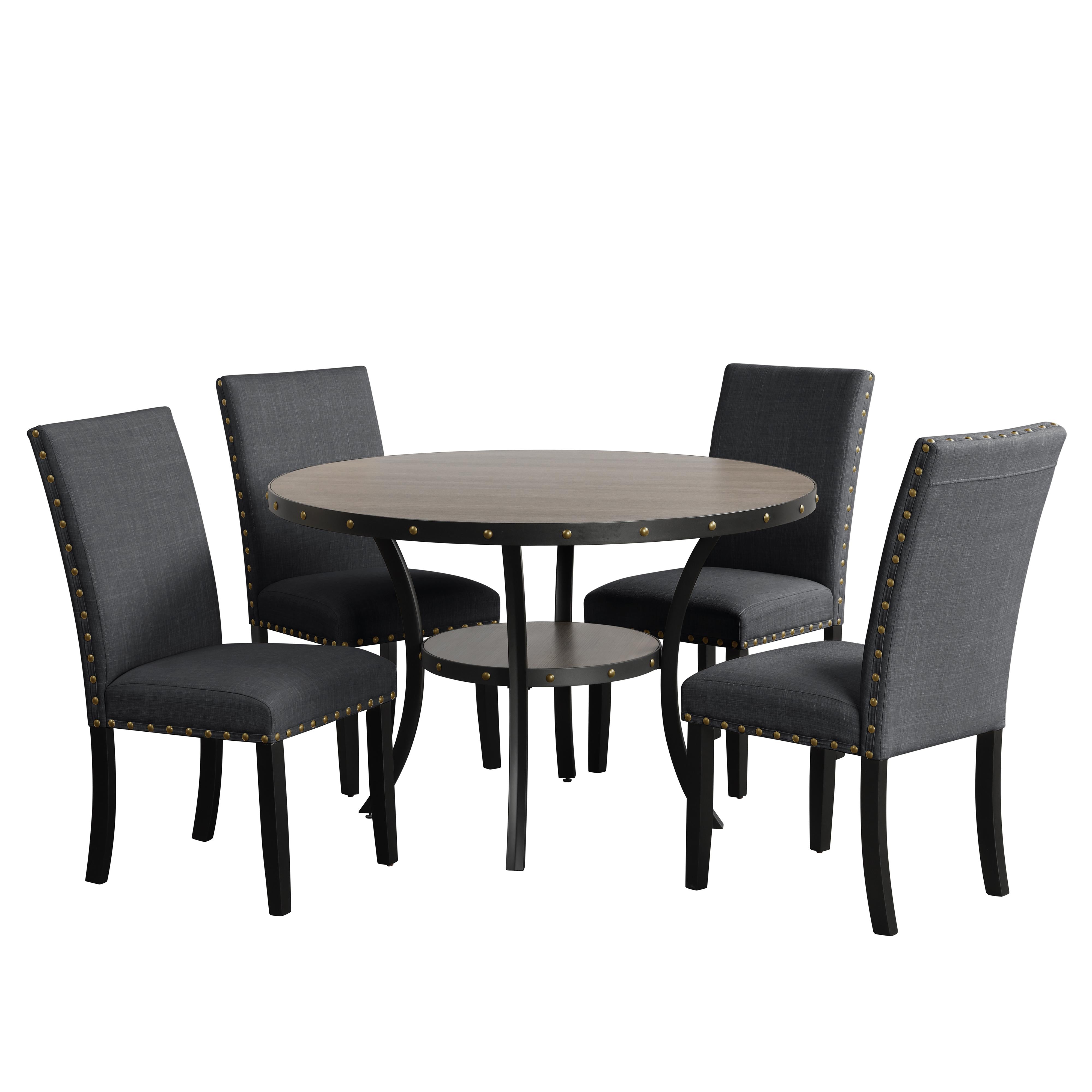 CRISPIN 48" ROUND DINING TABLE-GRAY - Ideal Furniture (Fresno,CA)
