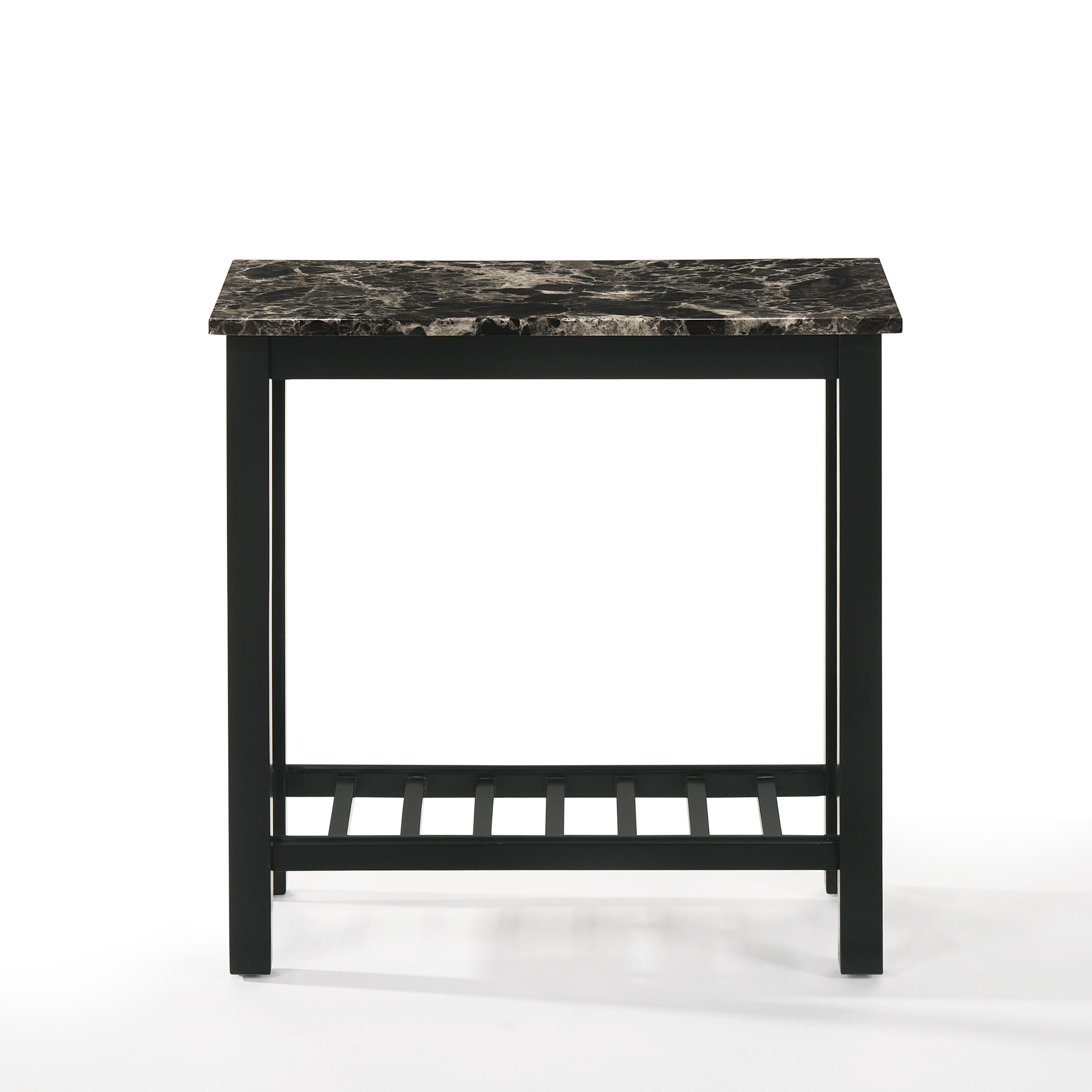 EDEN CHAIRSIDE TABLE-BLACK W/FAUX MARBLE TOP - Ideal Furniture (Fresno,CA)