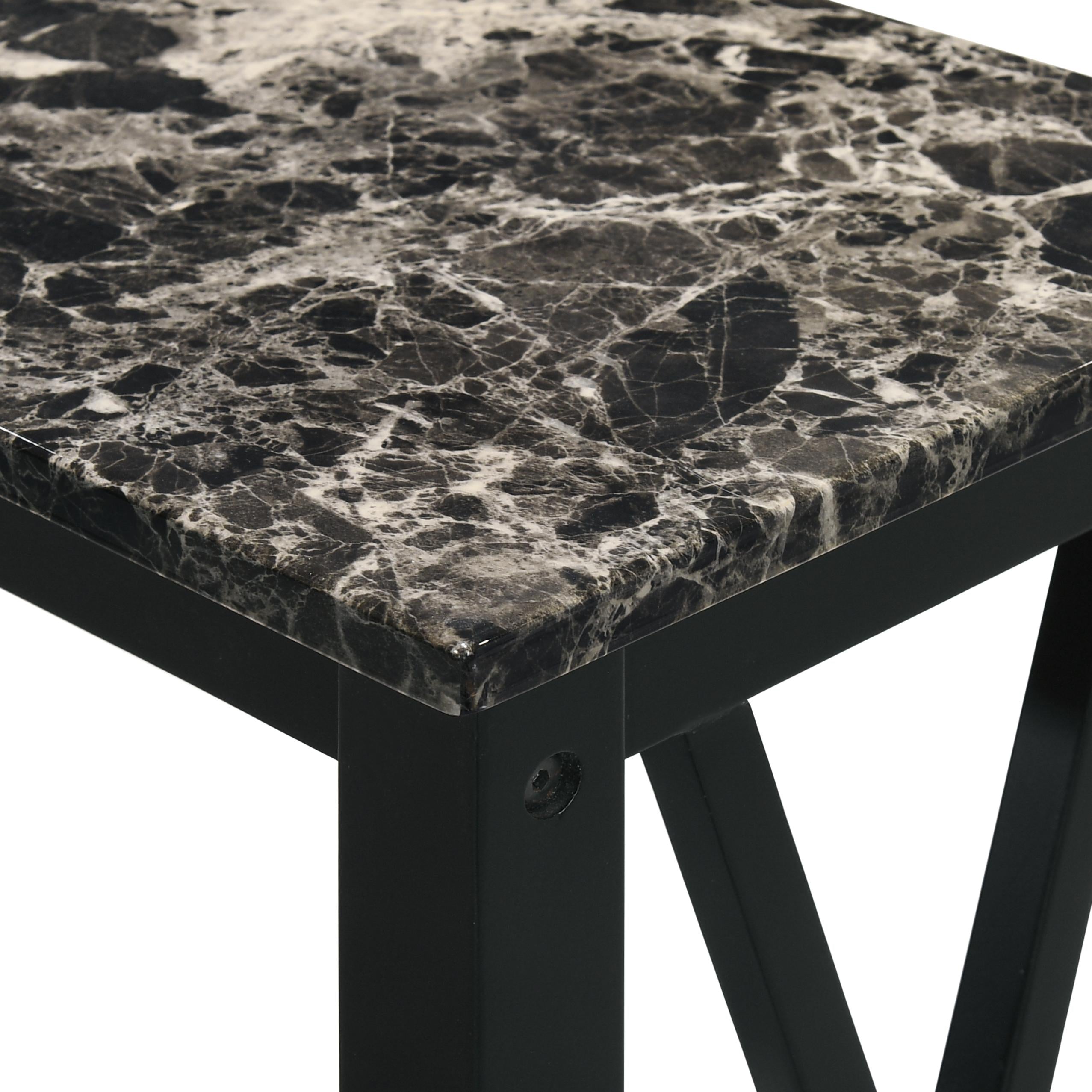 EDEN CHAIRSIDE TABLE-BLACK W/FAUX MARBLE TOP - Ideal Furniture (Fresno,CA)