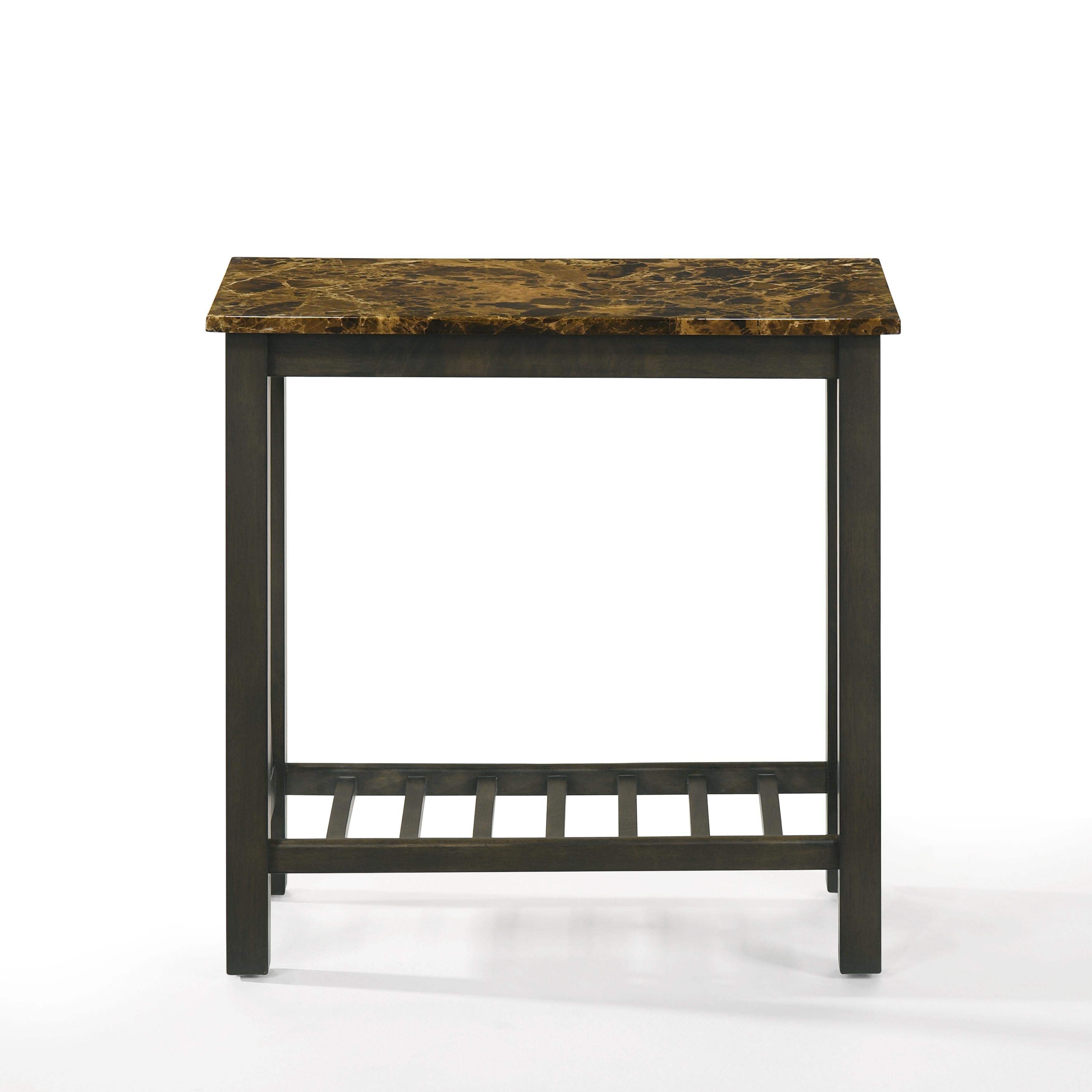 EDEN CHAIRSIDE TABLE-ESPRESSO W/FAUX MARBLE TOP - Ideal Furniture (Fresno,CA)