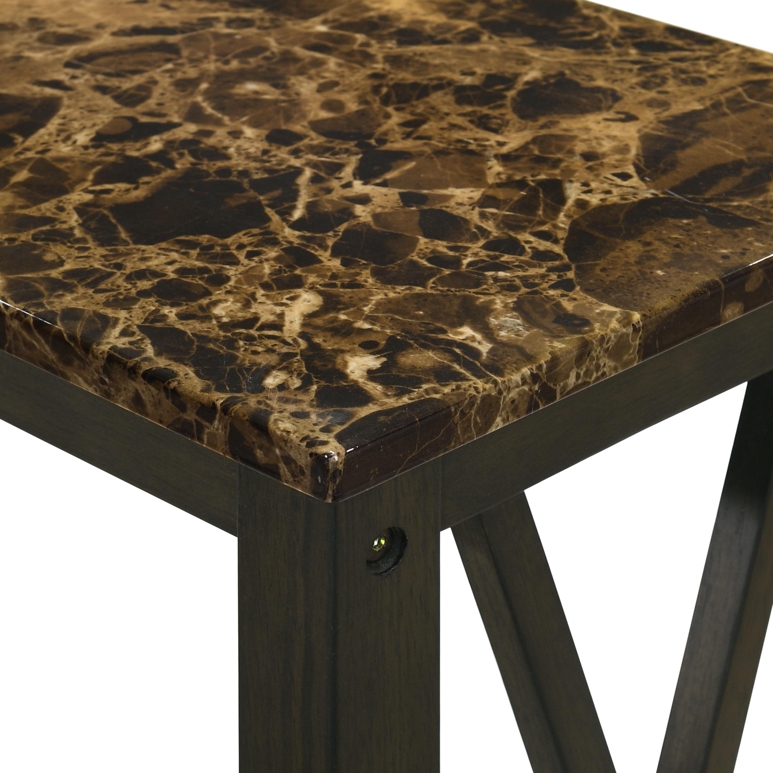 EDEN CHAIRSIDE TABLE-ESPRESSO W/FAUX MARBLE TOP - Ideal Furniture (Fresno,CA)